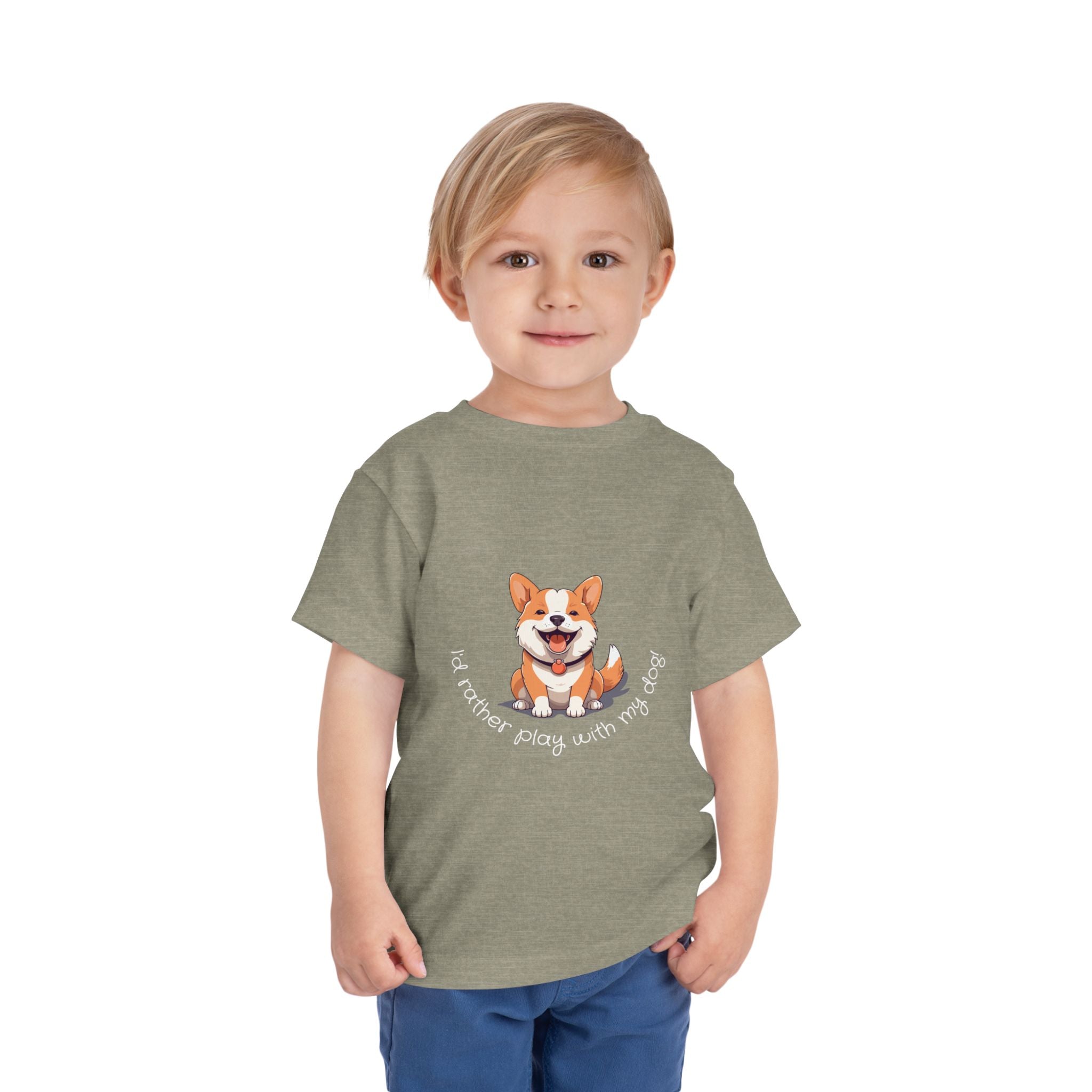 Cute Dog Lover Toddler Tee, I'd Rather Play with My Dog, Perfect for Dog Lovers, Birthday, Gift for Kids, Everyday Wear