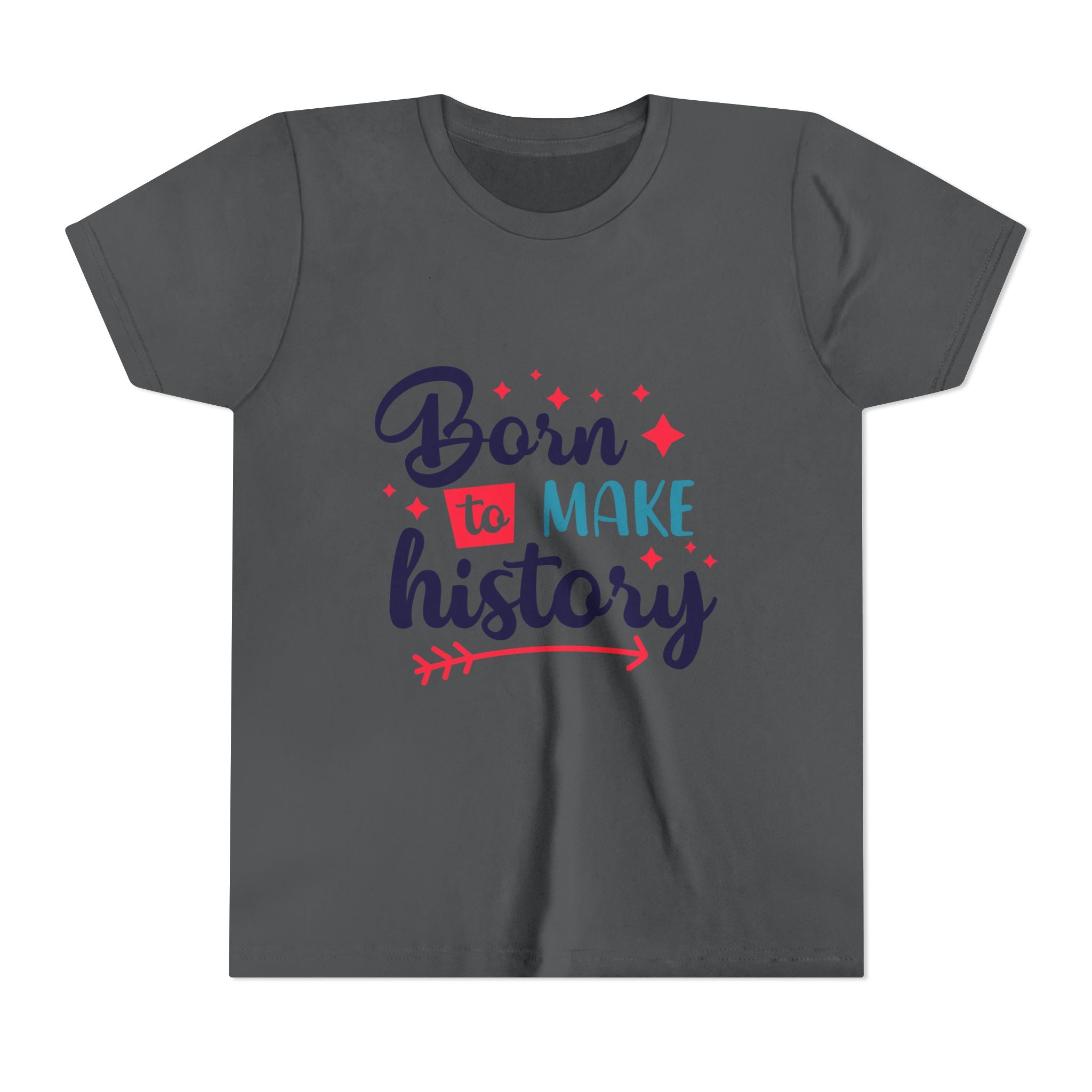 Inspired Youth Short Sleeve Tee: 'Born to Make History' Shirt, Kids Motivational Tee, Birthday Gift, Back to School, Fun Everyday Wear