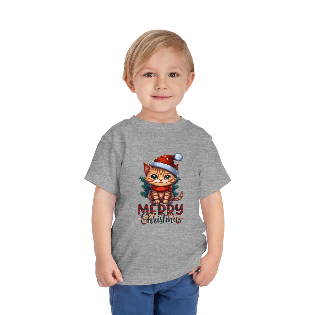 Cute Christmas Cat Tee for Toddlers, Holiday Shirt, Gift for Kids, Merry Christmas Tee, Fun Winter Wear, Festive Toddler Outfit