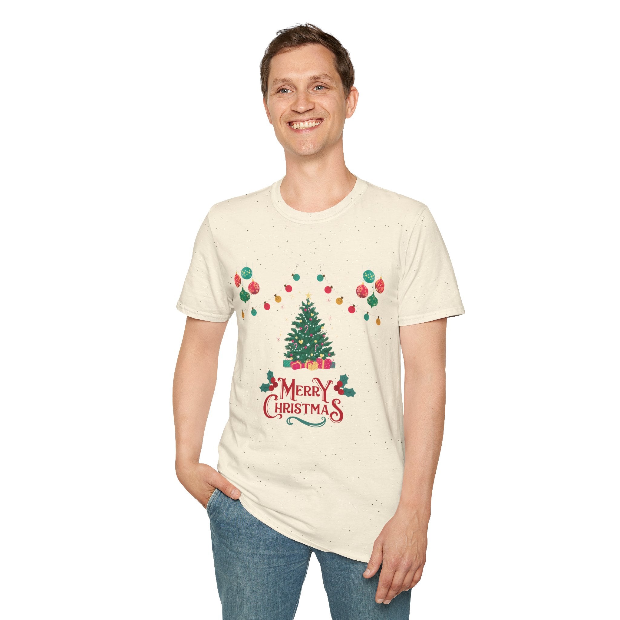 Merry Christmas Unisex T-Shirt, Festive Tee, Holiday Apparel, Winter Gift, Cozy Christmas Style, Unisex Softstyle Shirt