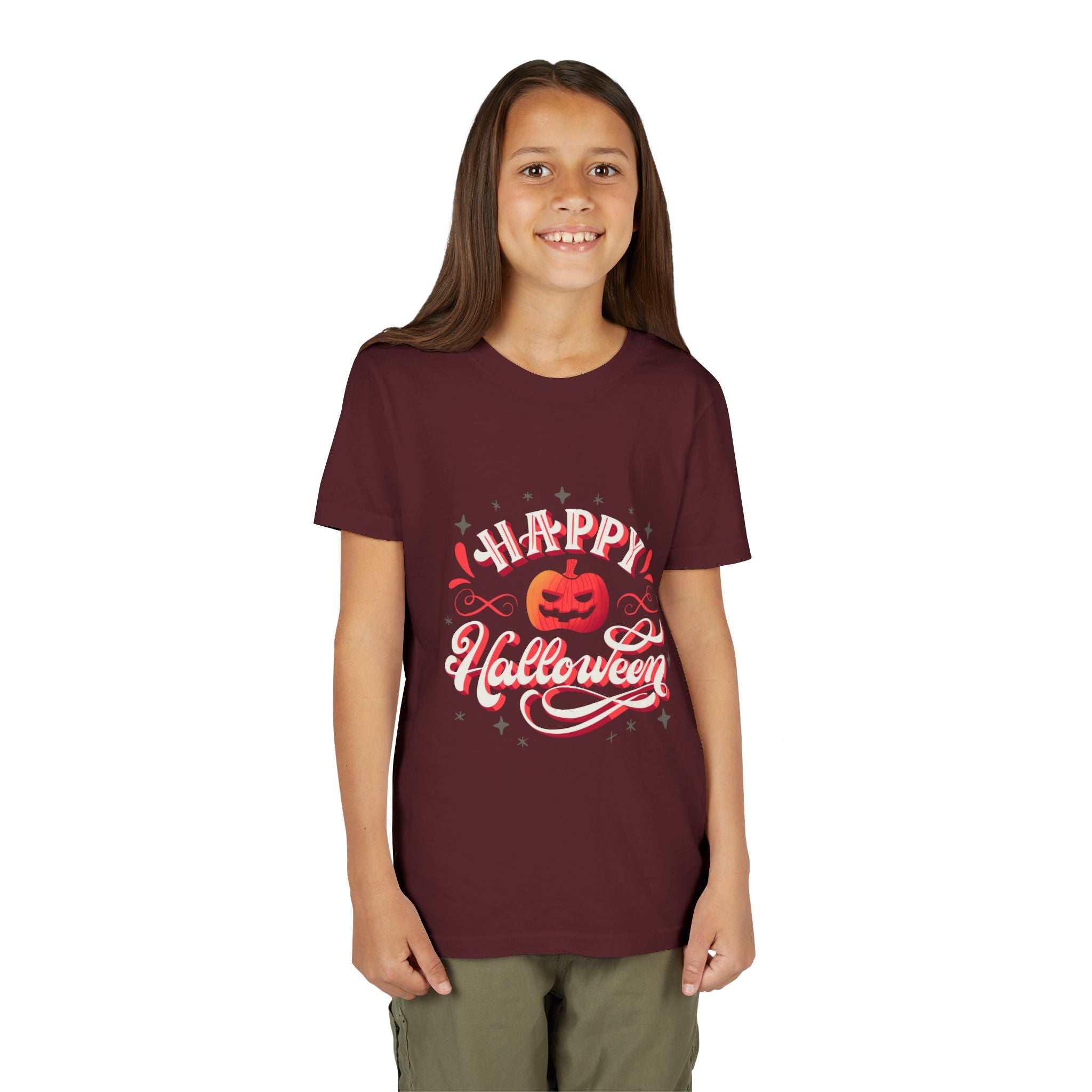 Halloween Youth Short Sleeve Tee, Kids Halloween T-Shirt, Pumpkin Graphic Tee, Spooky Season Clothes, Trick or Treat Shirt