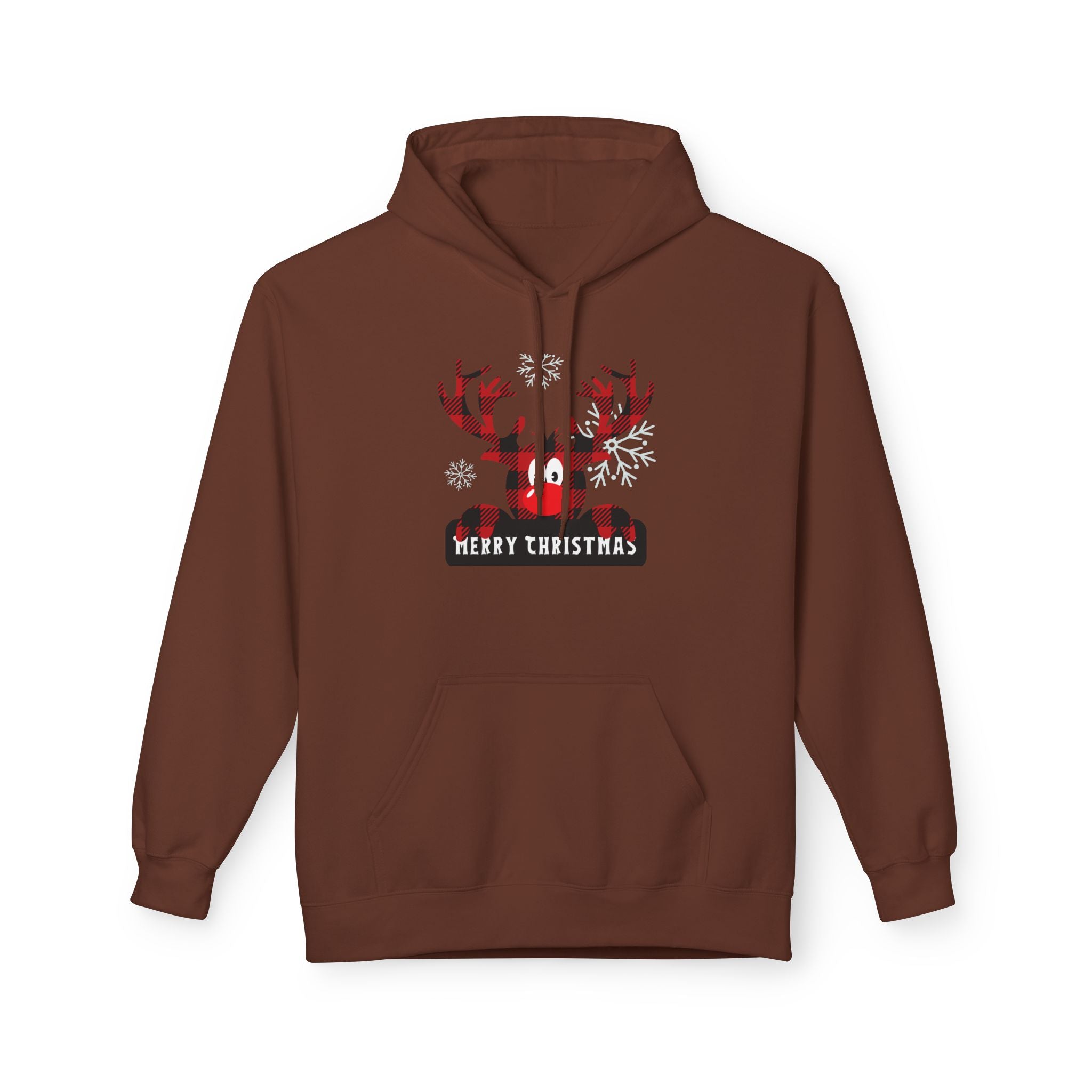 Christmas Reindeer Fleece Hoodie - Unisex, Cozy Winter Wear, Holiday Gift, Festive Apparel, Merry Christmas Hoodie
