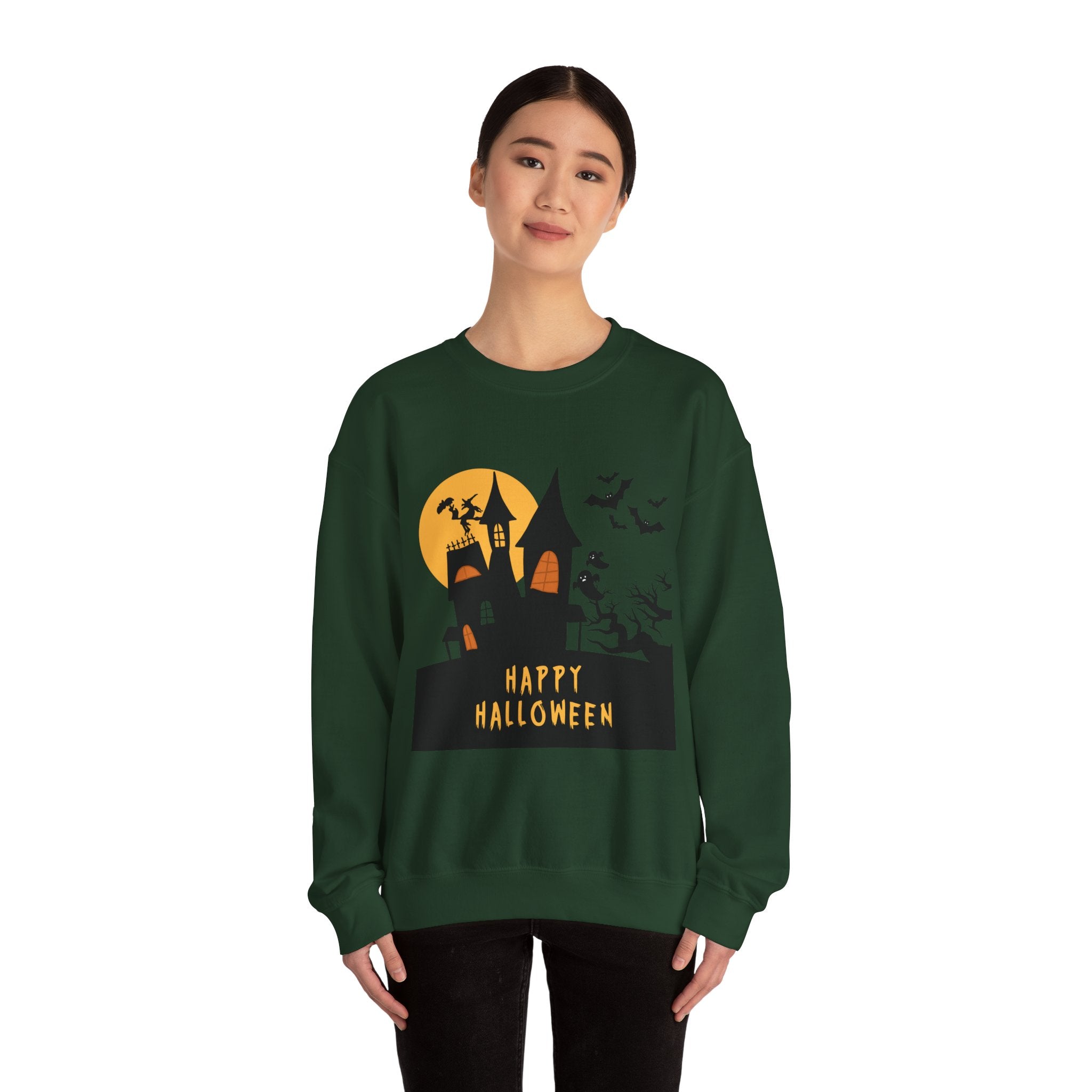 Halloween Haunted House Sweatshirt, Cozy Fall Wardrobe, Unisex Pullover, Spooky Season, Halloween Gift Idea, Festival Apparel