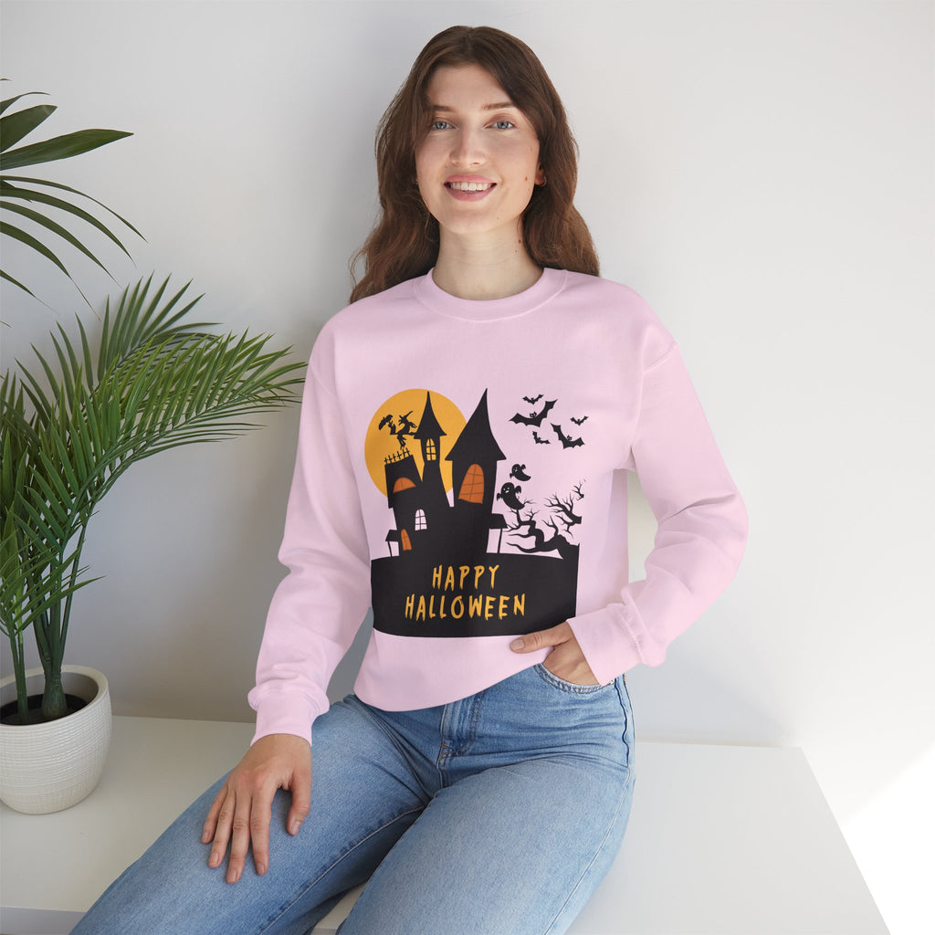 Halloween Haunted House Sweatshirt, Cozy Fall Wardrobe, Unisex Pullover, Spooky Season, Halloween Gift Idea, Festival Apparel