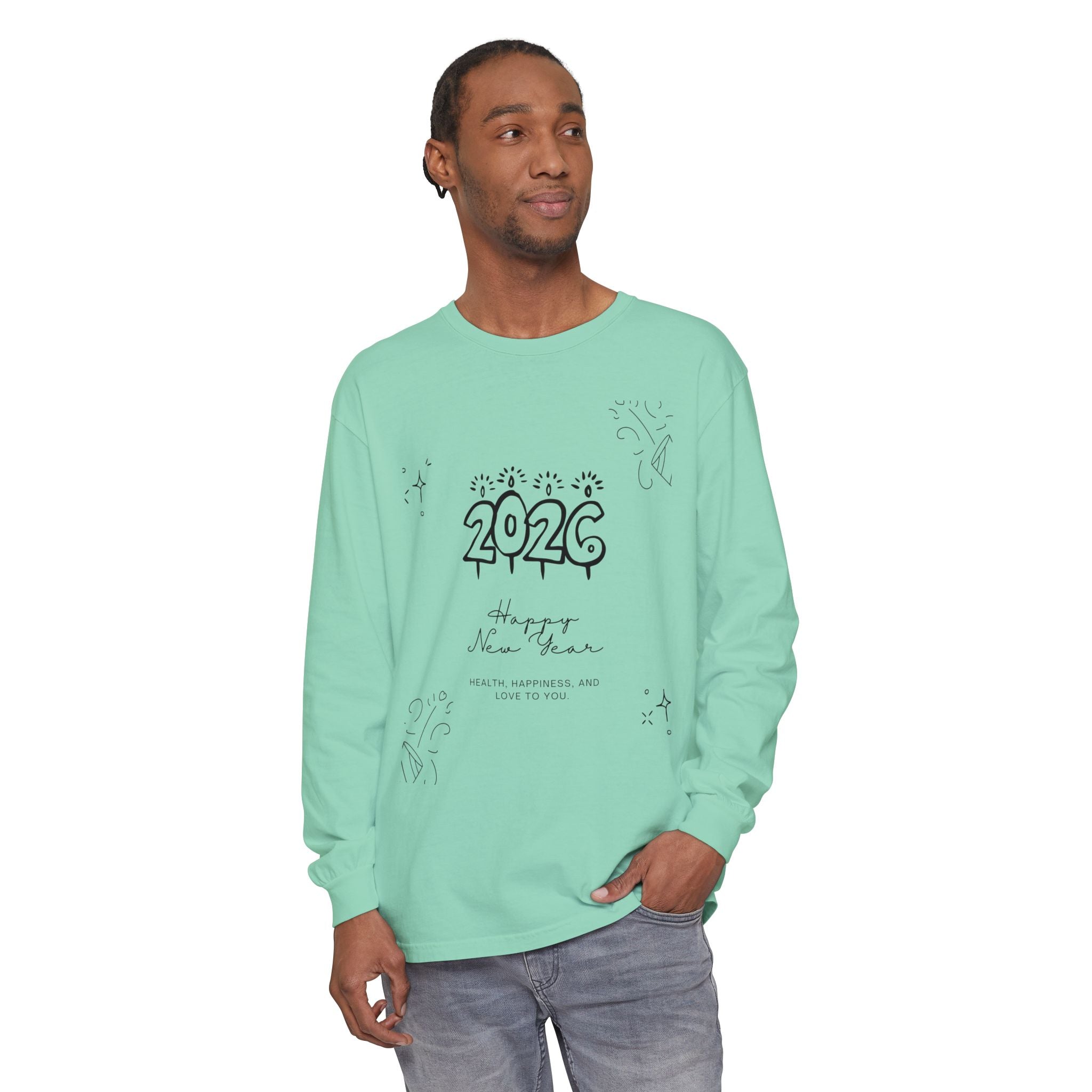2026 Happy New Year Long Sleeve T-Shirt | Cozy Holiday Top, Unisex Style, Celebration Apparel, Gift for Him/Her, Festive Fashion