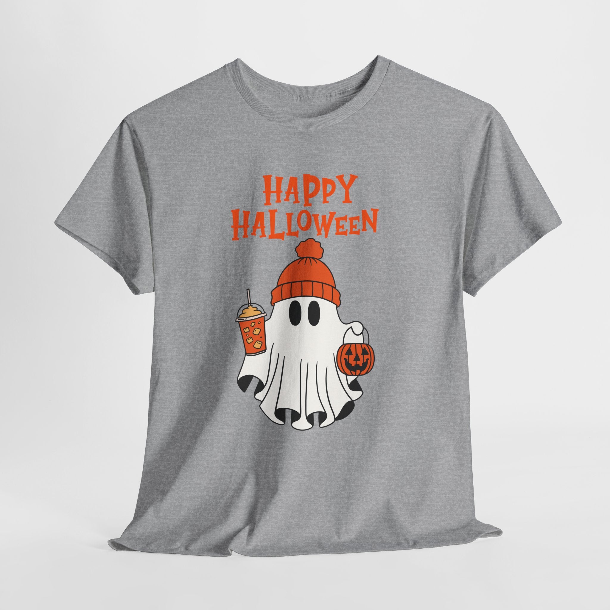 Happy Halloween Ghost Tee, Unisex Cotton T-Shirt, Halloween Apparel, Fall Fashion, Cute Halloween Gift, Ghost Tee