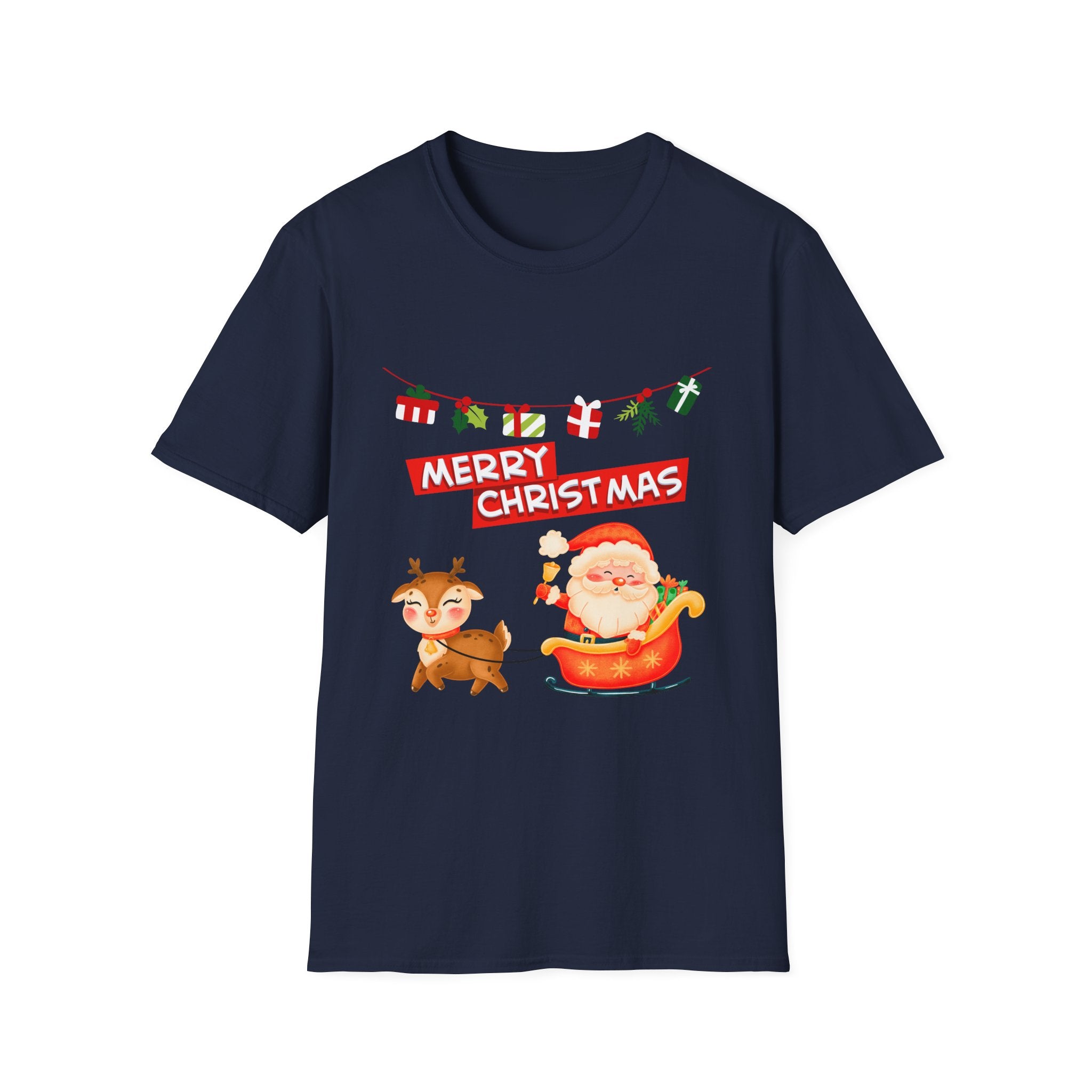 Christmas Cheer T-Shirt, Merry Christmas Tee, Festive Holiday Shirt, Unisex Christmas Apparel, Santa and Reindeer Design