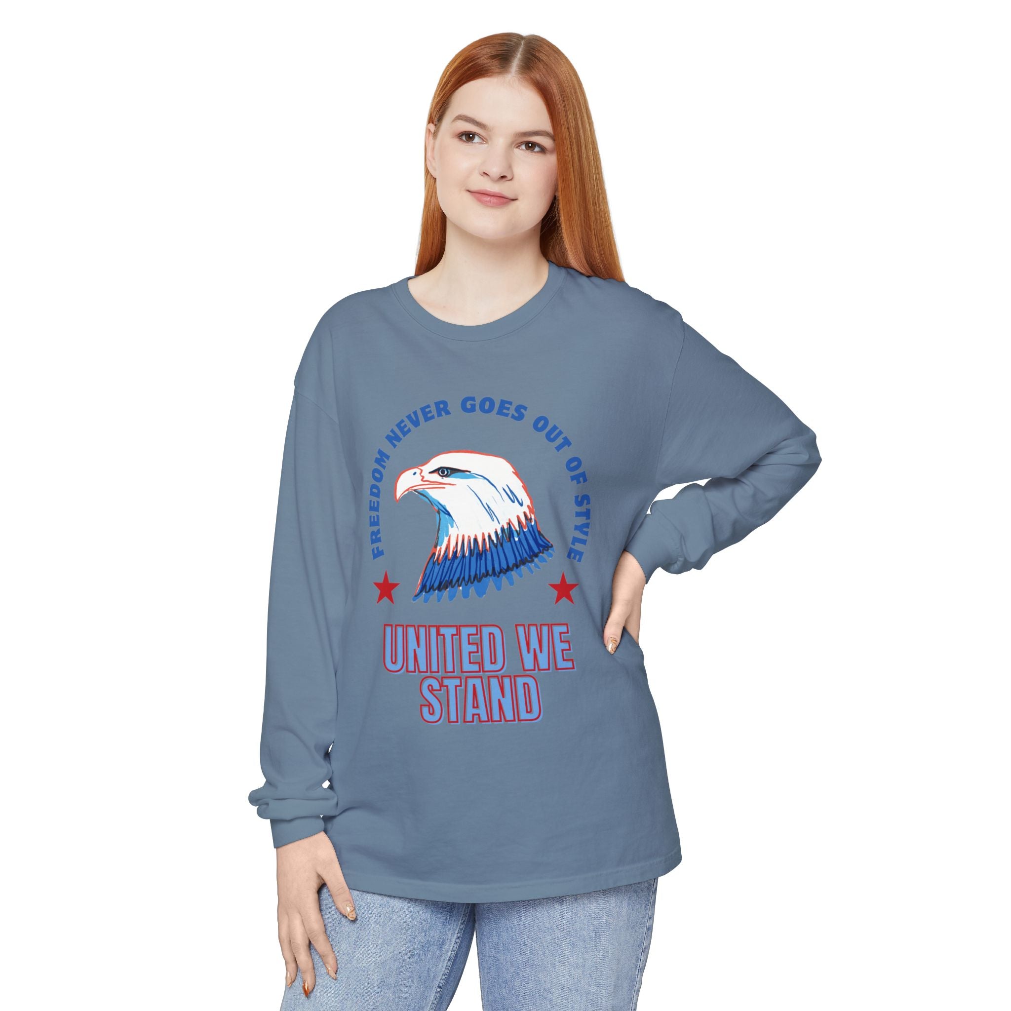 Patriotic Long Sleeve T-Shirt Perfect for Celebrating Holidays, Independence Days