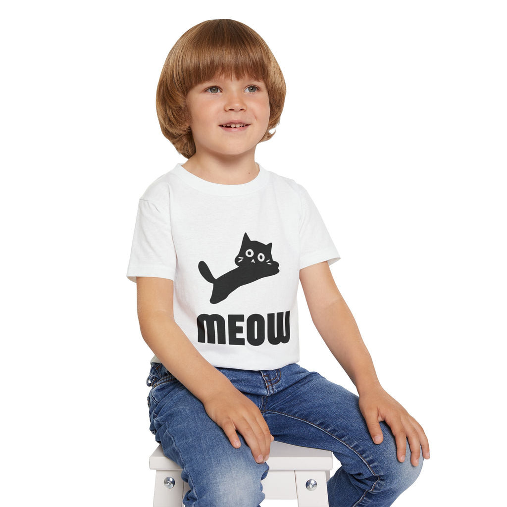 Cute Cat Meow Toddler T-shirt - Fun Kids Tee, Cat Lover Gift, Playful Outfit, Birthday Present, Everyday Wear