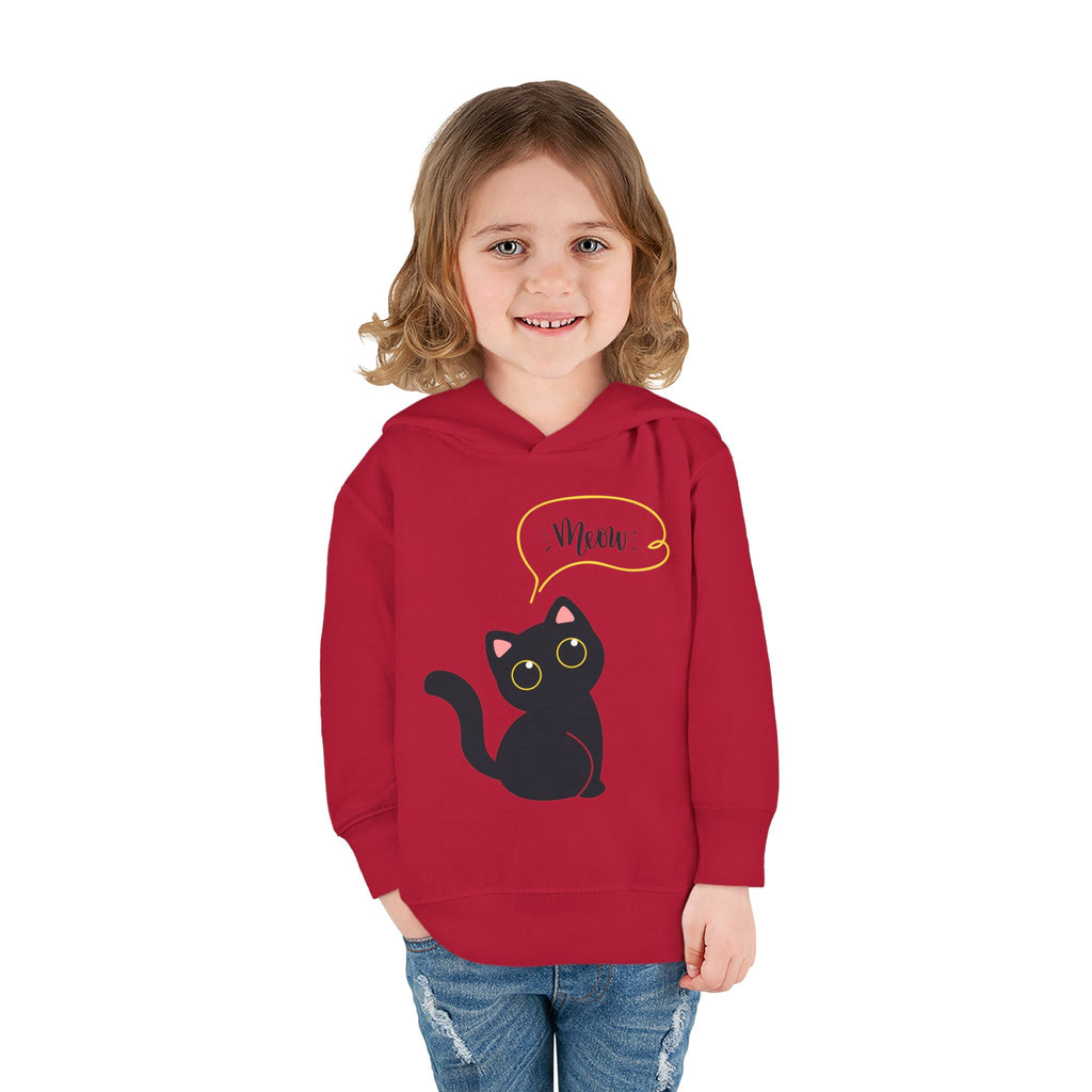 Black Cat Toddler Fleece Hoodie, Cute Kids Pullover, Cat Lover Gift, Birthday Present, Cozy Toddler Clothes