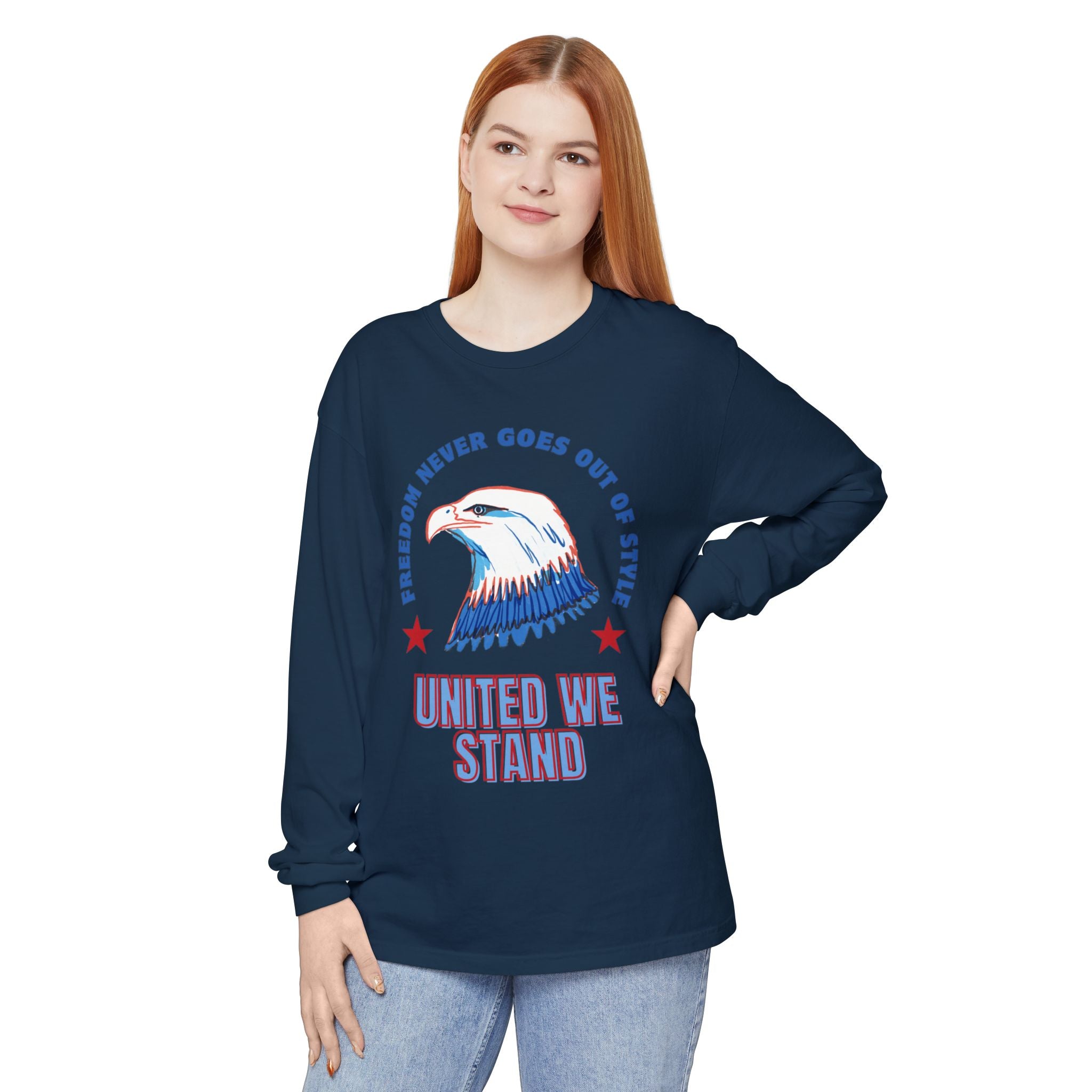 Patriotic Long Sleeve T-Shirt Perfect for Celebrating Holidays, Independence Days