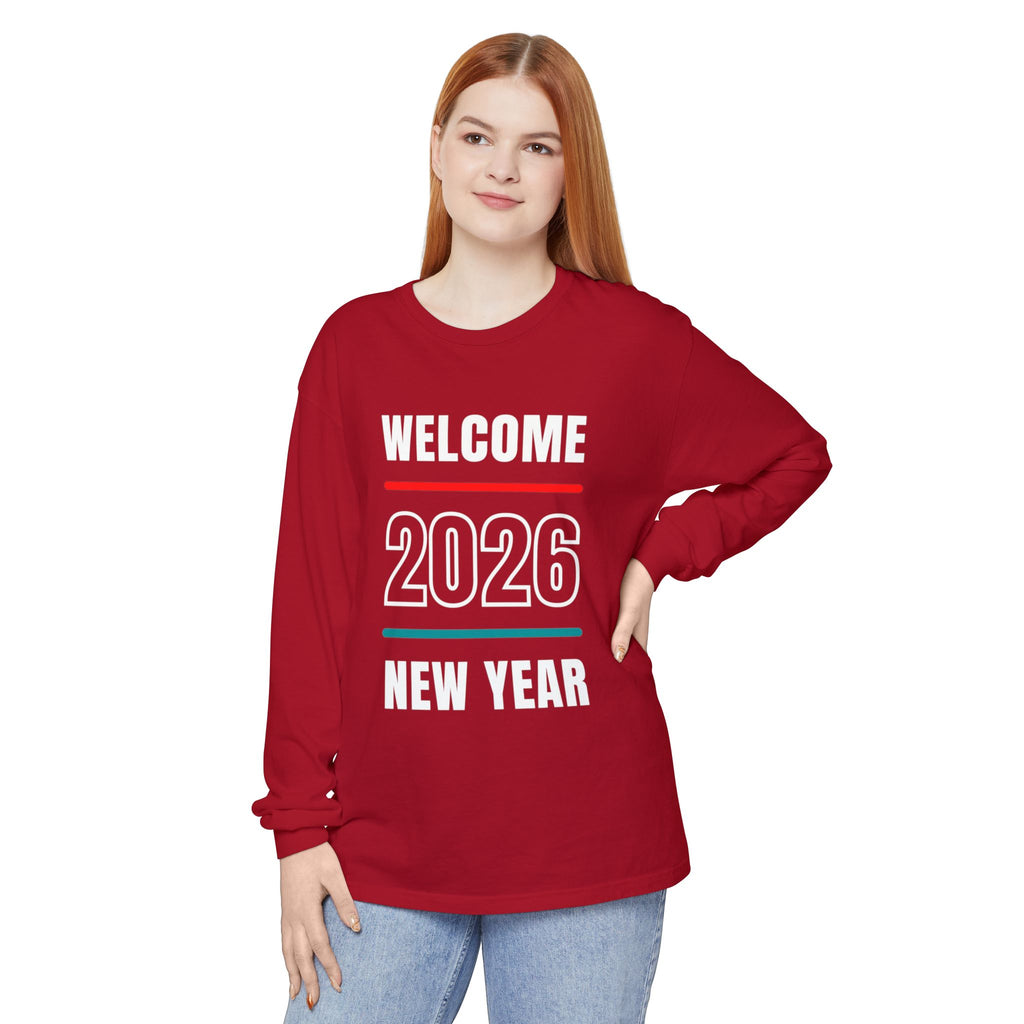 2026 New Year Long Sleeve T-Shirt | Unisex Cotton Tee for Celebration, Holiday Gift, Festive Apparel, Casual Wear