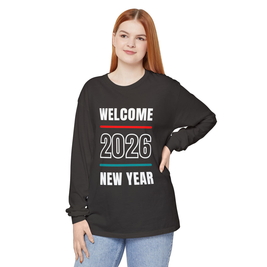 2026 New Year Long Sleeve T-Shirt | Unisex Cotton Tee for Celebration, Holiday Gift, Festive Apparel, Casual Wear