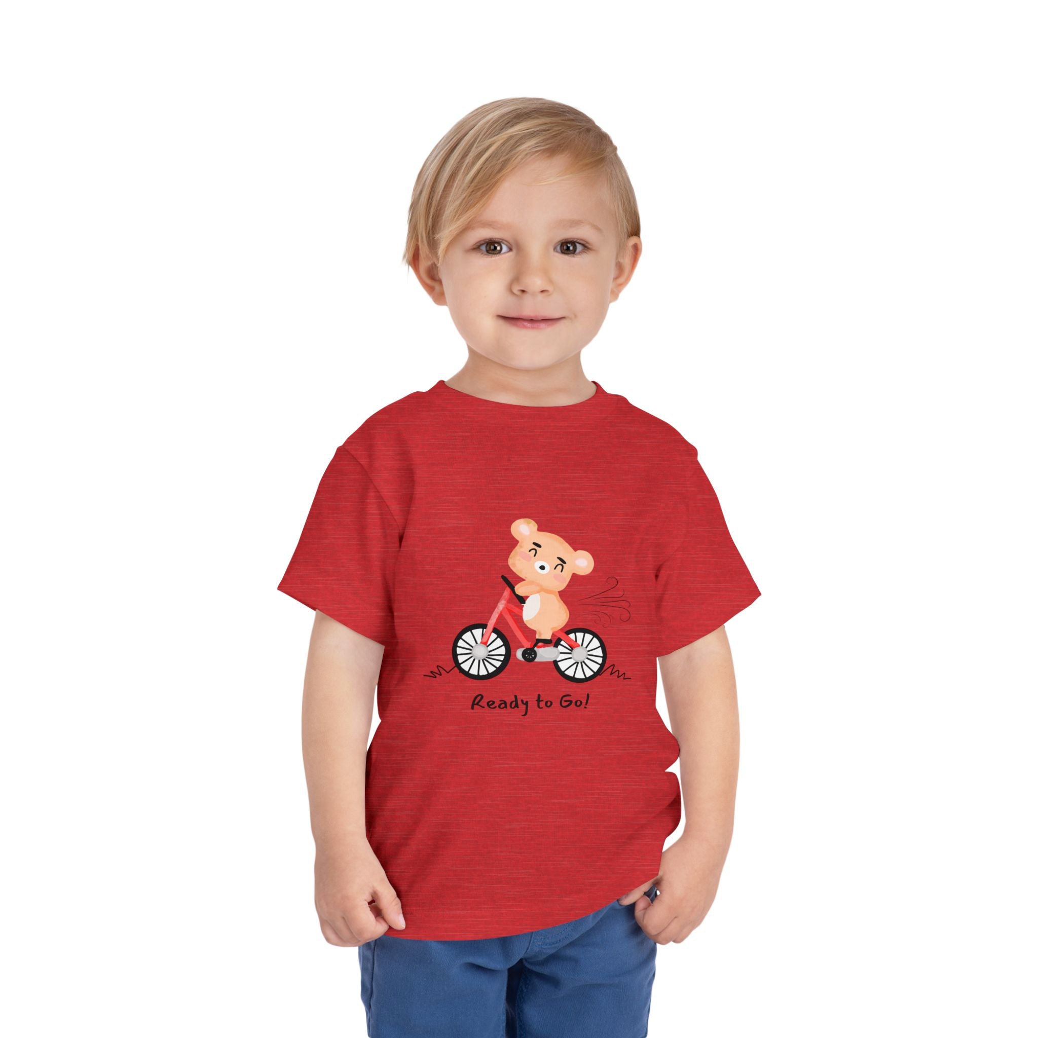 Cute Toddler Short Sleeve Tee - "Ready to Go!" Kids Shirt, Summer Outfit, Playful Apparel, Gift for Kids, Bicycle Design