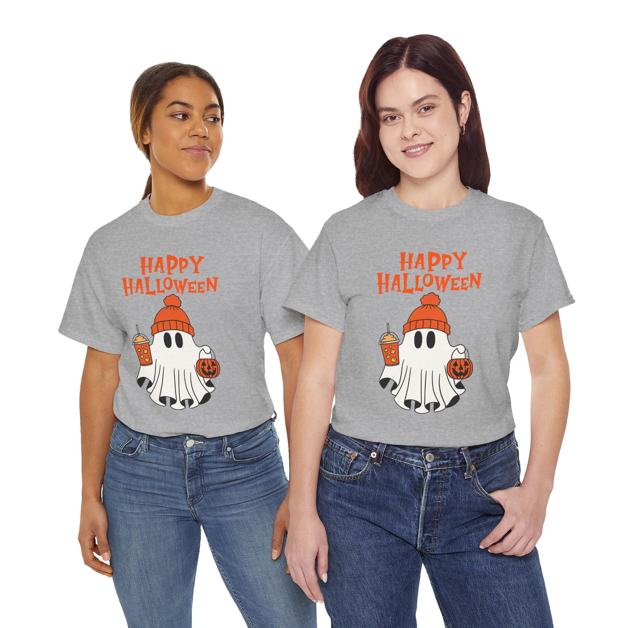 Happy Halloween Ghost Tee, Unisex Cotton T-Shirt, Halloween Apparel, Fall Fashion, Cute Halloween Gift, Ghost Tee