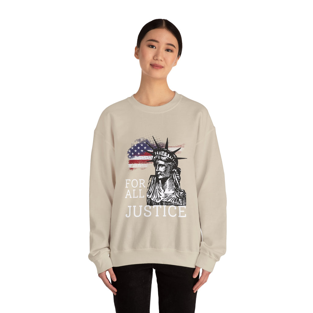 Justice Crewneck Sweatshirt - Unisex Heavy Blend, Patriotic Apparel, Comfortable Gift for Activists, USA Theme, Everyday Wear