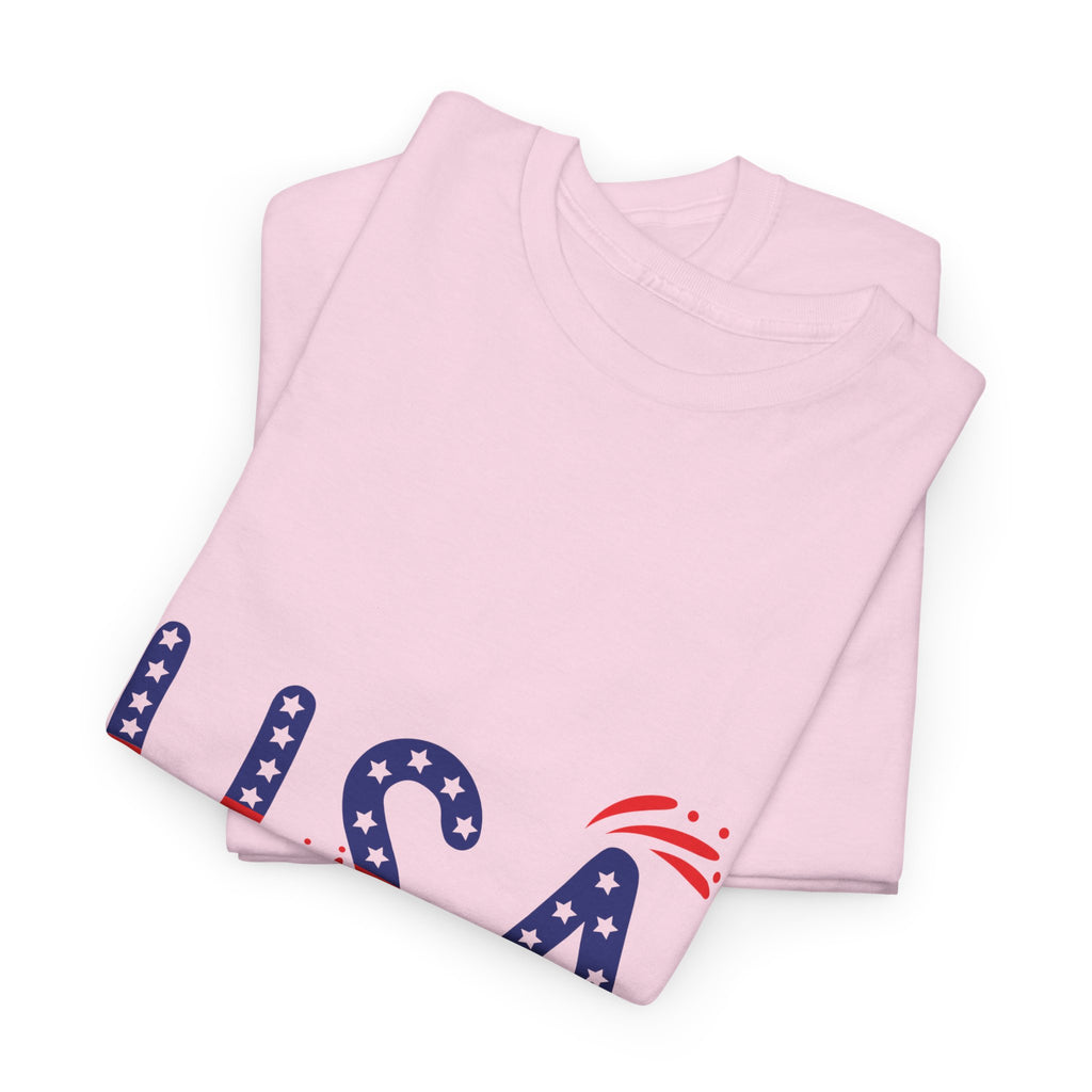 Patriotic USA Tee - Unisex Heavy Cotton T-Shirt for Independence Day, Barbecues, Festivals, Casual Wear, Gift