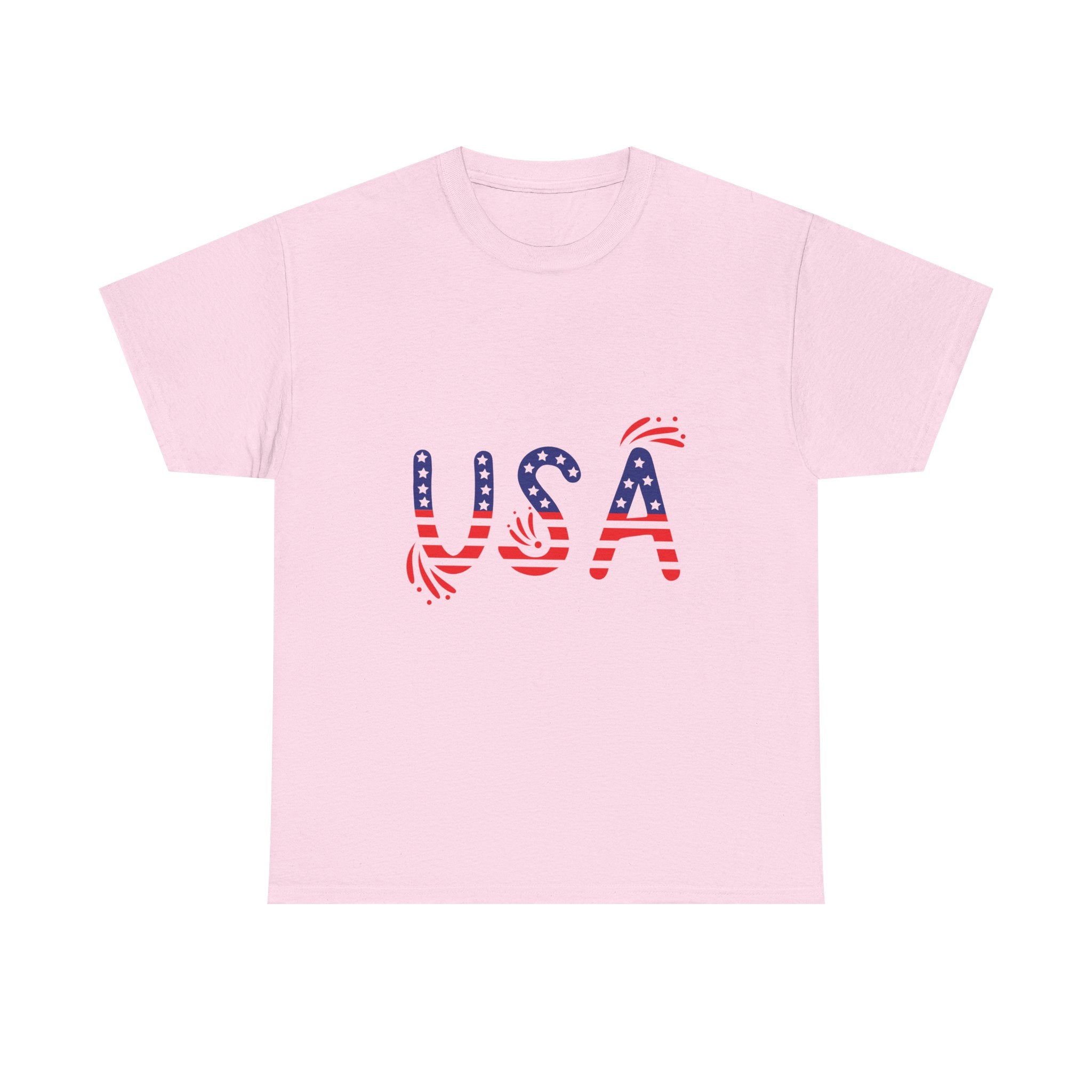 Patriotic USA Tee - Unisex Heavy Cotton T-Shirt for Independence Day, Barbecues, Festivals, Casual Wear, Gift