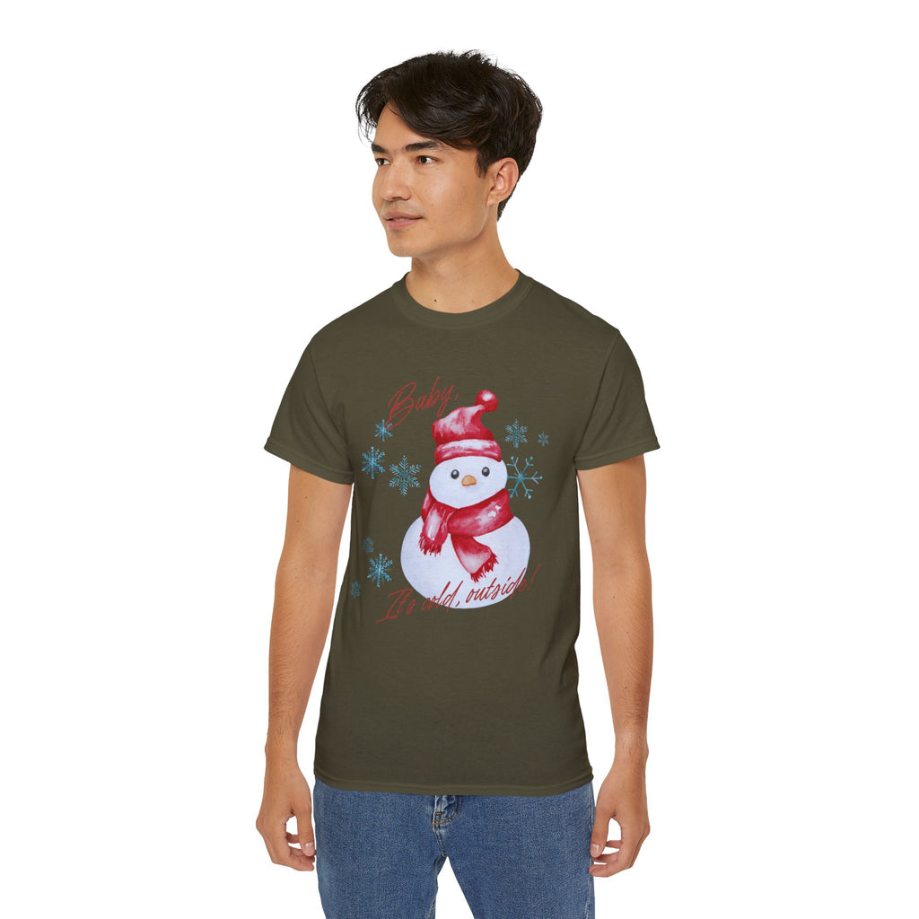 Winter Wonderland Snowman Tee, Unisex Cotton T-Shirt for Holiday Cheer, Christmas Party, Gift, Cozy Winter Apparel
