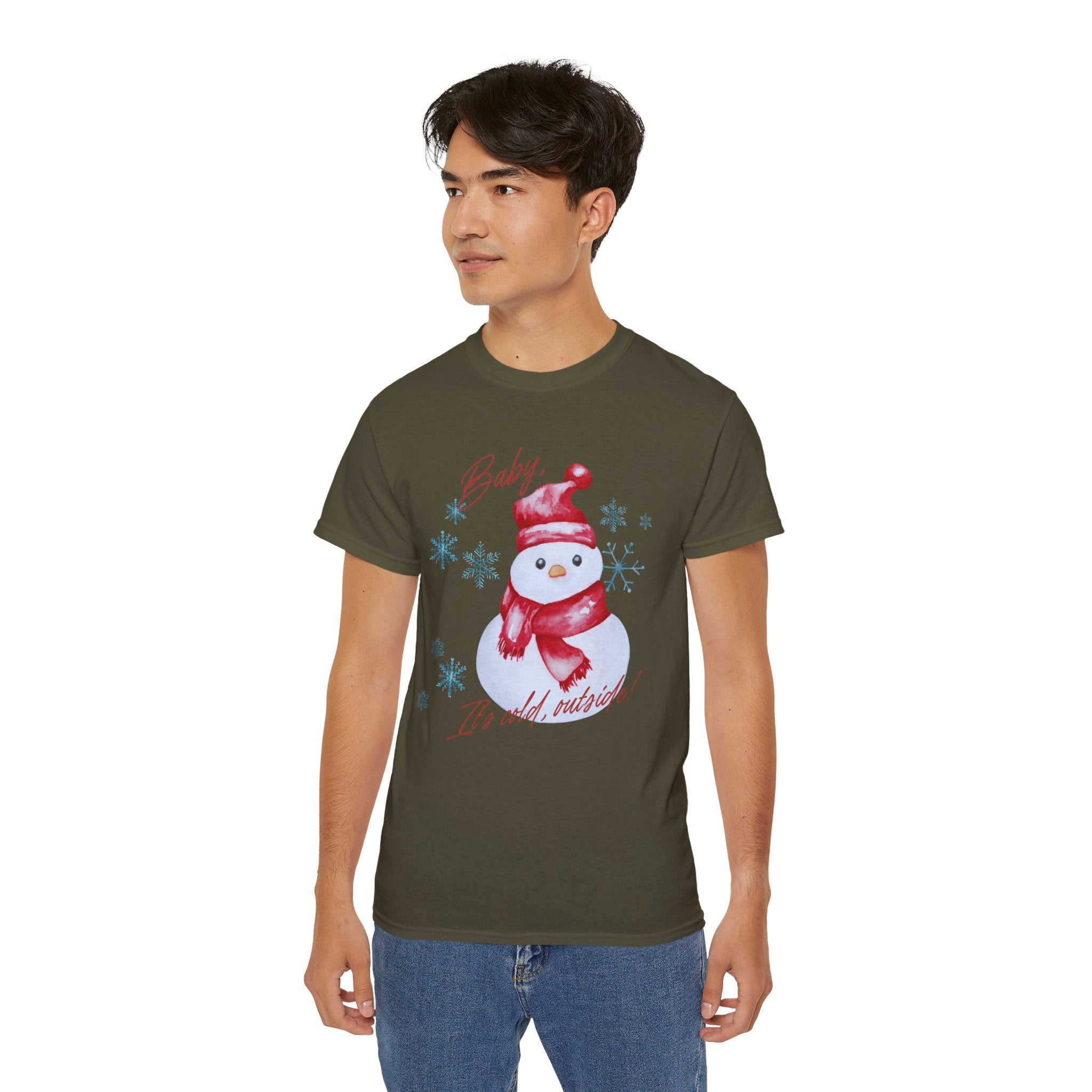 Winter Wonderland Snowman Tee, Unisex Cotton T-Shirt for Holiday Cheer, Christmas Party, Gift, Cozy Winter Apparel