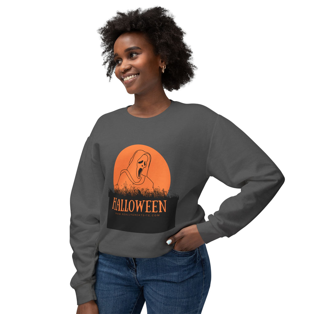 Halloween Ghost Unisex Lightweight Crewneck Sweatshirt, Fall Fashion, Cozy Gift, Halloween Party, Spooky Season Apparel