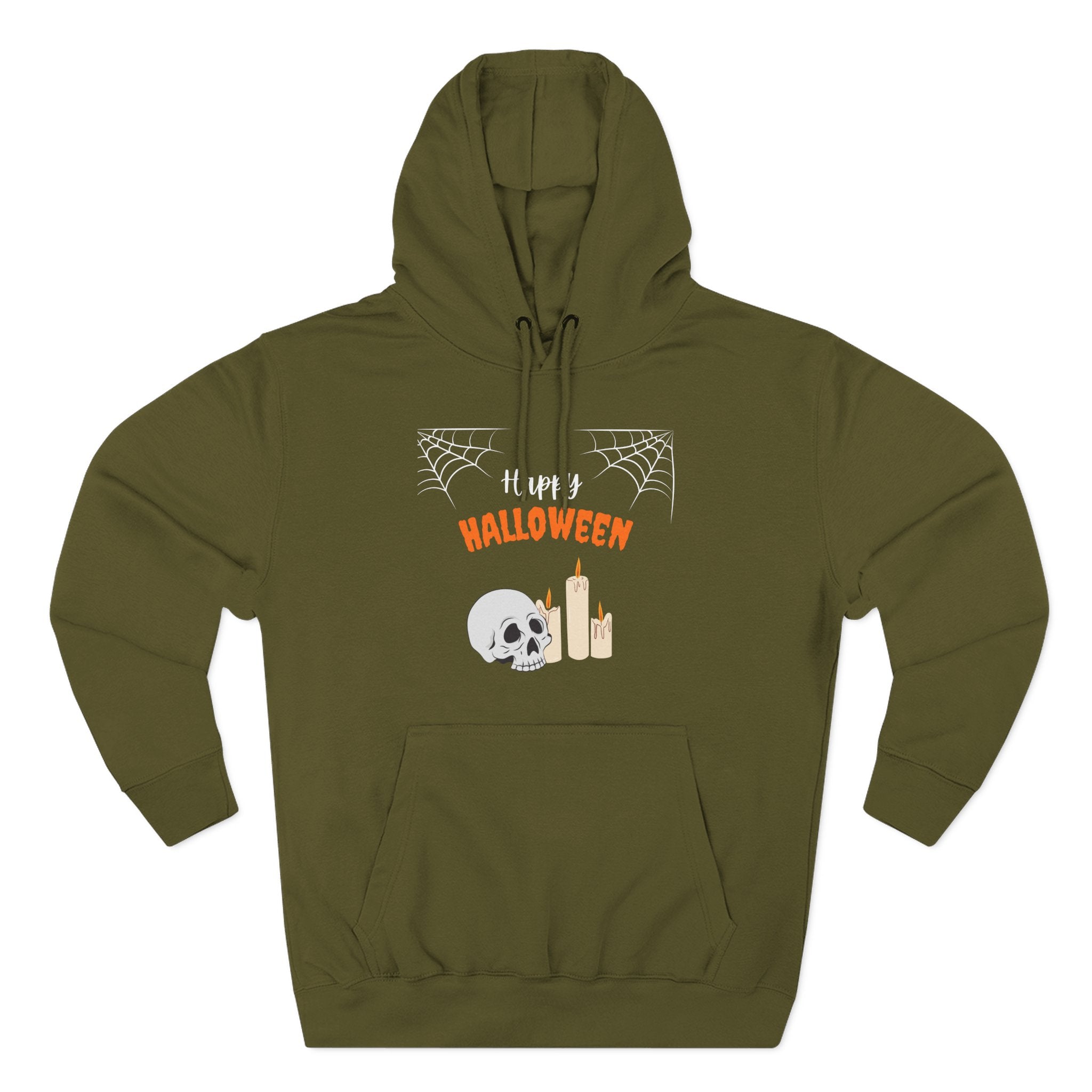 Halloween Three-Panel Fleece Hoodie | Cozy Fall Apparel, Spooky Season Gift, Casual Sweatshirt, Pumpkin Design, Halloween Costume