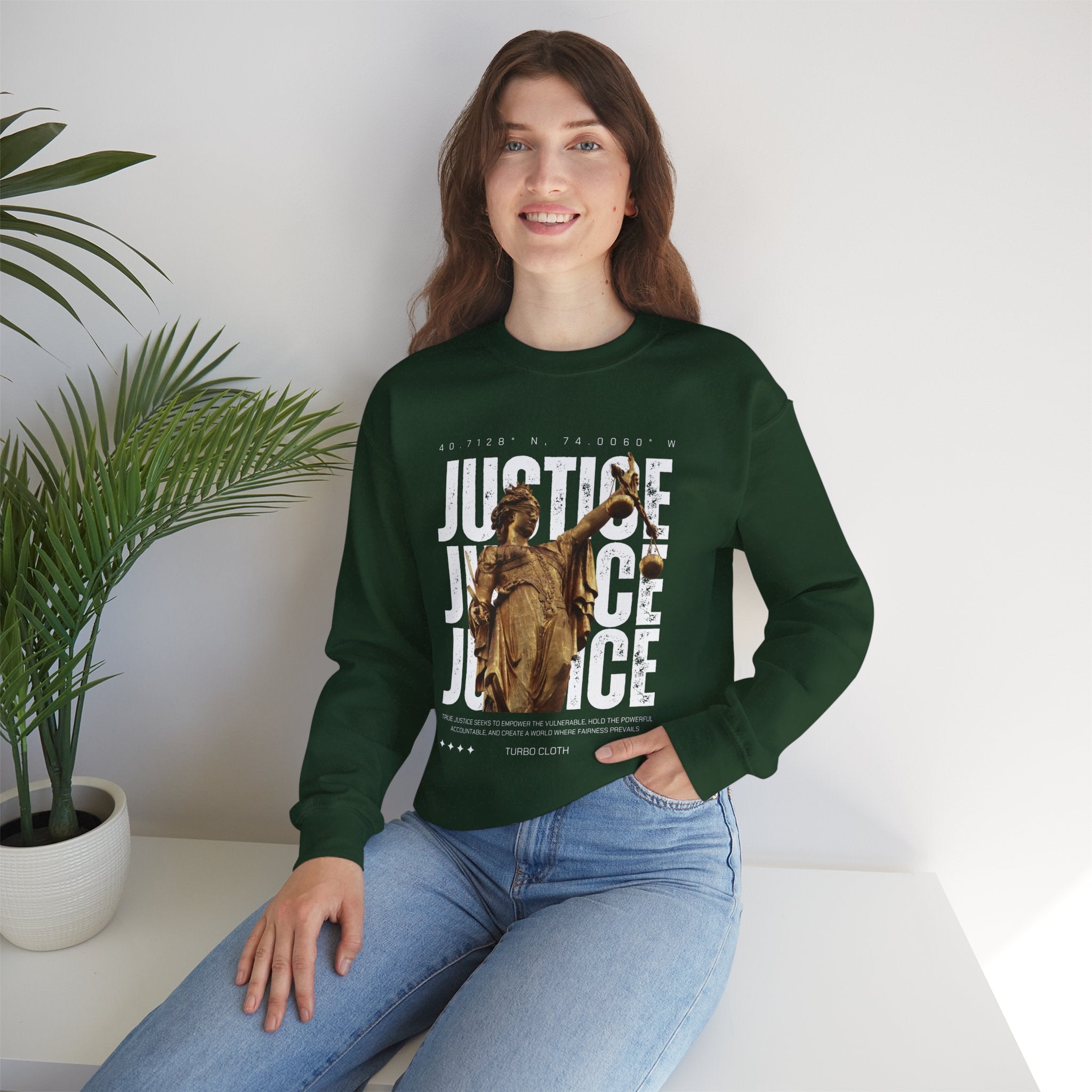 Justice-Themed Unisex Crewneck Sweatshirt | Statement Apparel for Activists, Social Justice, Casual Wear, Gifts, and Awareness