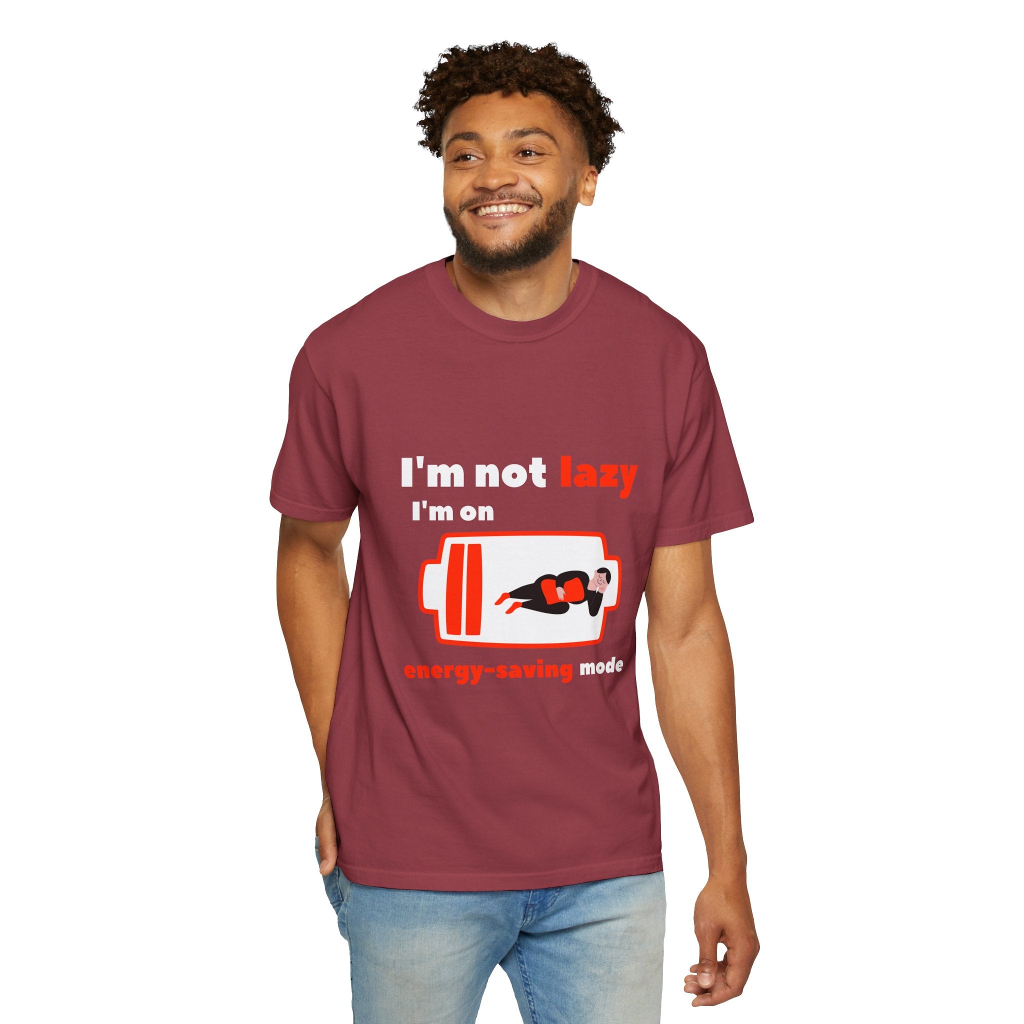 Funny Energy-Saving T-Shirt, Soft Unisex Tee for Relaxed Vibes, Perfect for Lazy Days, Gifts for Friends, Casual Wear