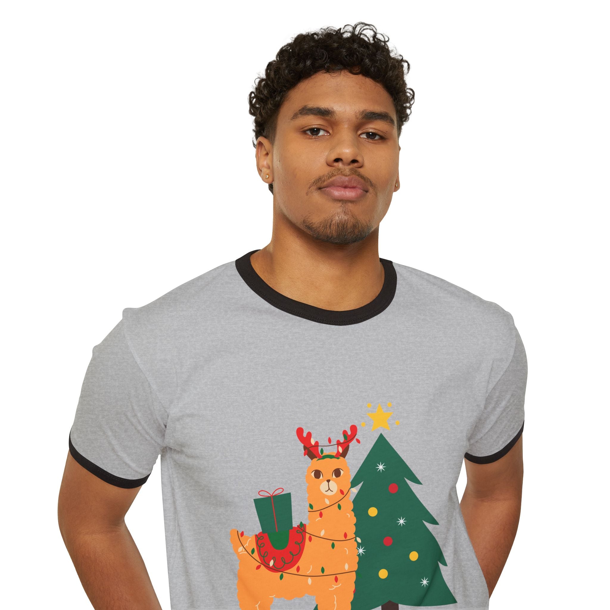 Festive Christmas Llama T-Shirt, Fun Holiday Tee, Unisex Gift, Cute Winter Apparel, Cozy Christmas Clothing, Seasonal Statement Shirt