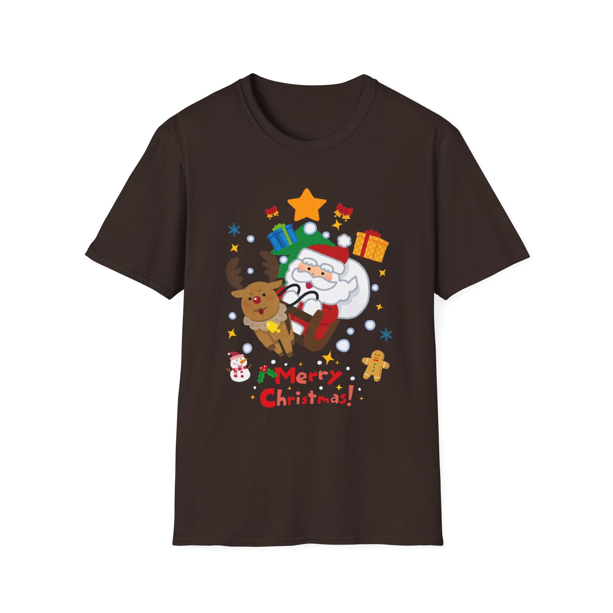 Festive Santa T-Shirt with Merry Christmas Design, Unisex Holiday Tee, Christmas Gift, Family Gathering Apparel, Cozy Winter Wear