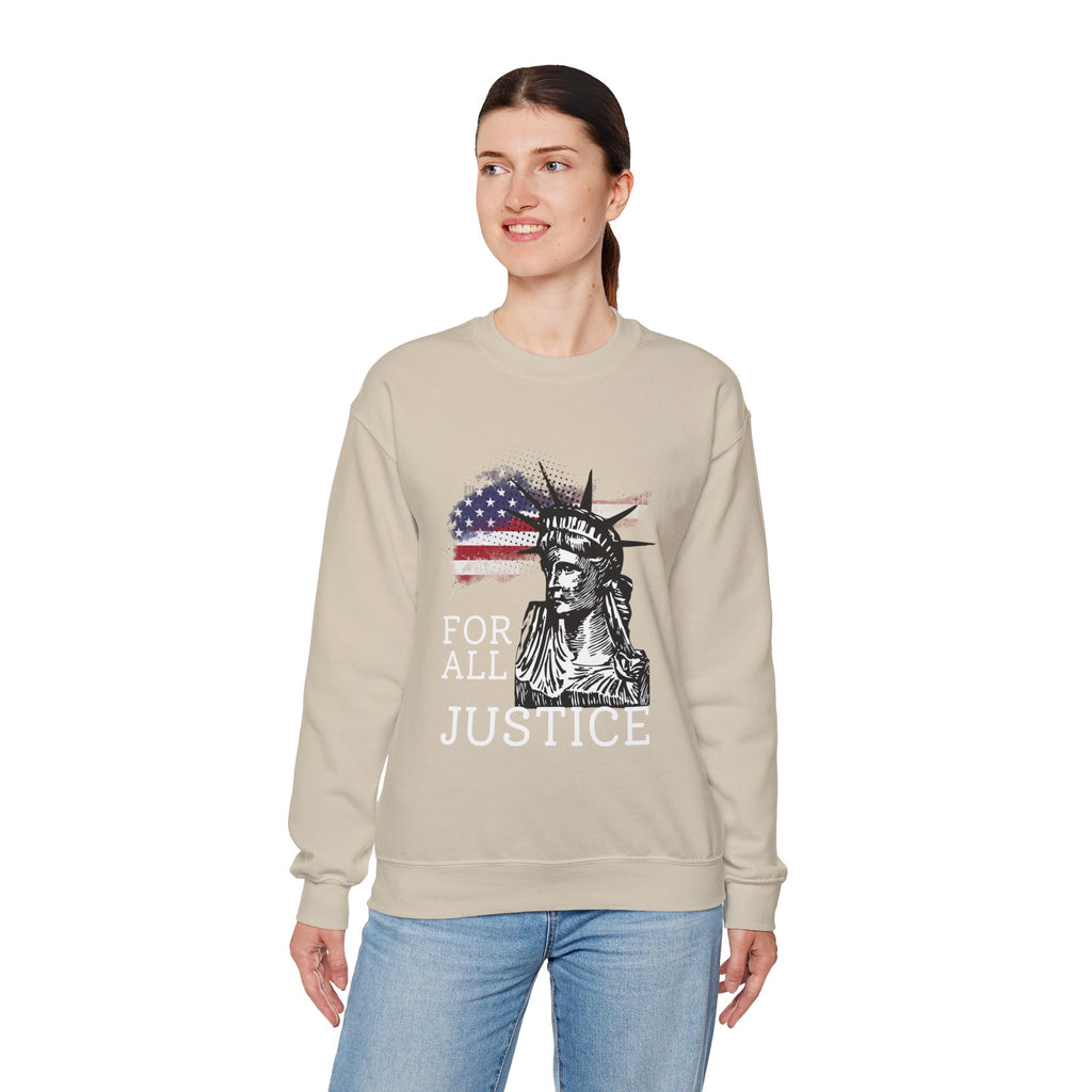 Justice Crewneck Sweatshirt - Unisex Heavy Blend, Patriotic Apparel, Comfortable Gift for Activists, USA Theme, Everyday Wear