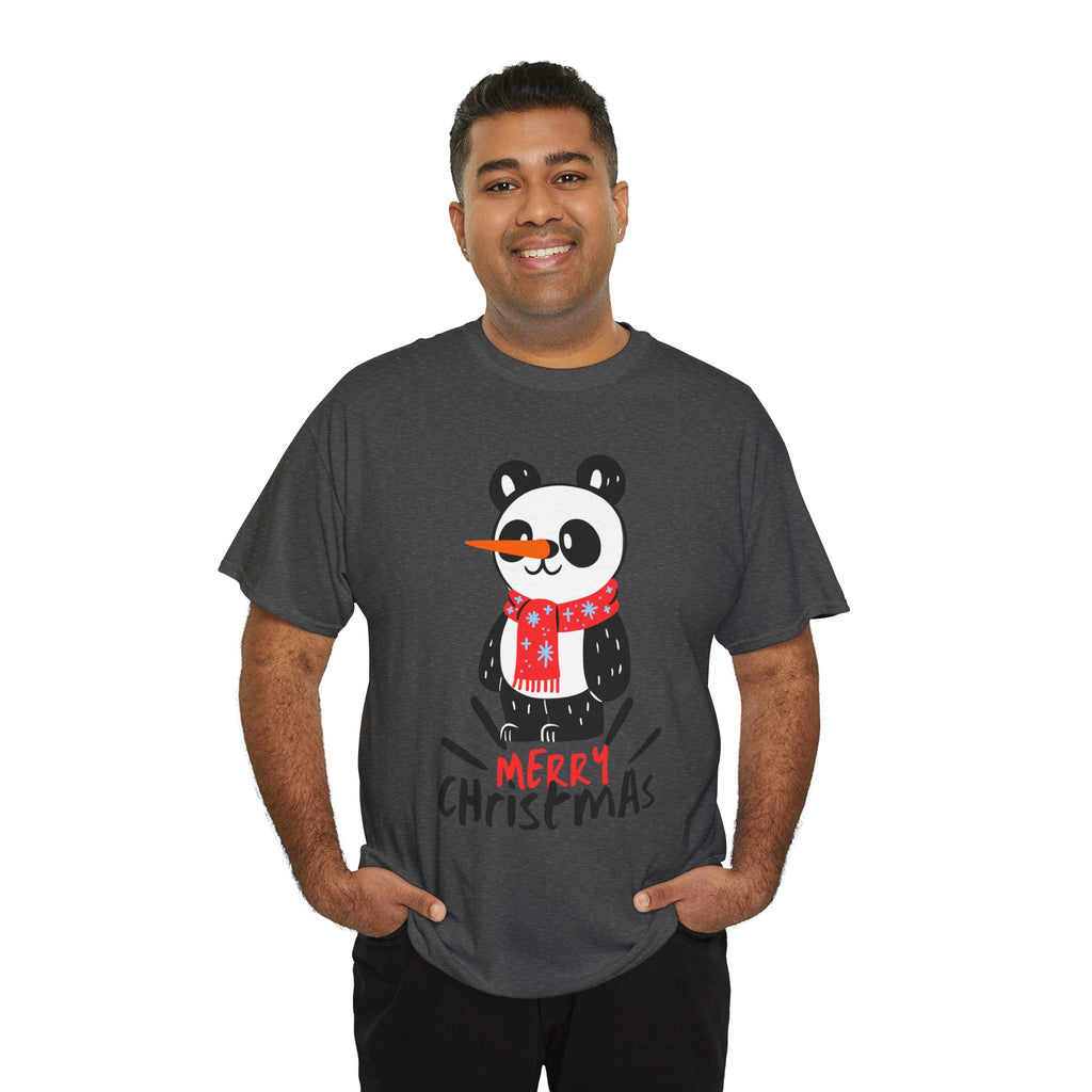 Cute Merry Christmas Panda Tee for Holiday Cheer, Unisex Cotton T-Shirt, Fun Gift for Him & Her, Christmas Apparel, Winter Gathering