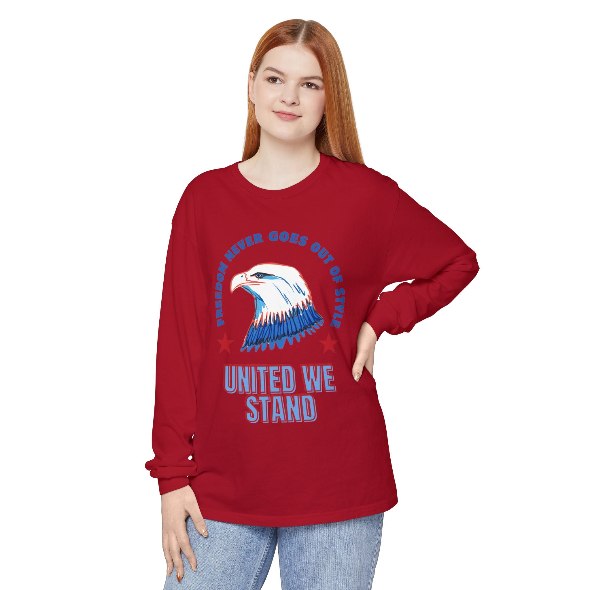 Patriotic Long Sleeve T-Shirt Perfect for Celebrating Holidays, Independence Days