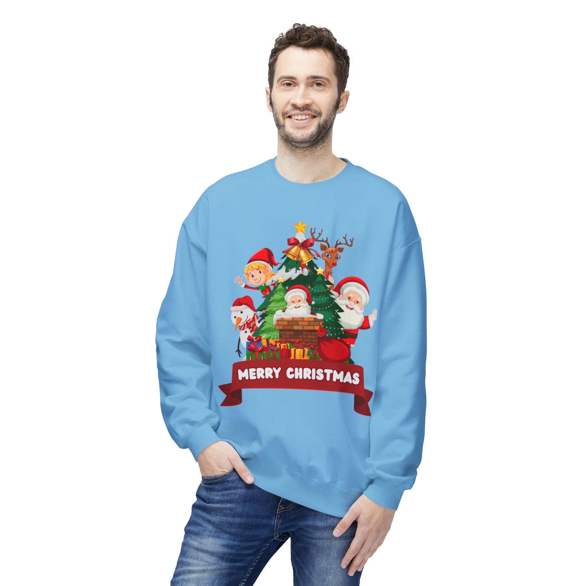 Festive Christmas Sweatshirt, Cozy Holiday Crewneck, Merry Christmas Gift, Family Matching Sweatshirt, Winter Apparel, Santa Design