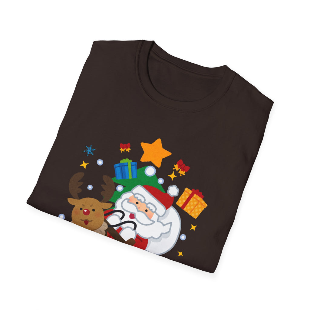 Festive Santa T-Shirt with Merry Christmas Design, Unisex Holiday Tee, Christmas Gift, Family Gathering Apparel, Cozy Winter Wear