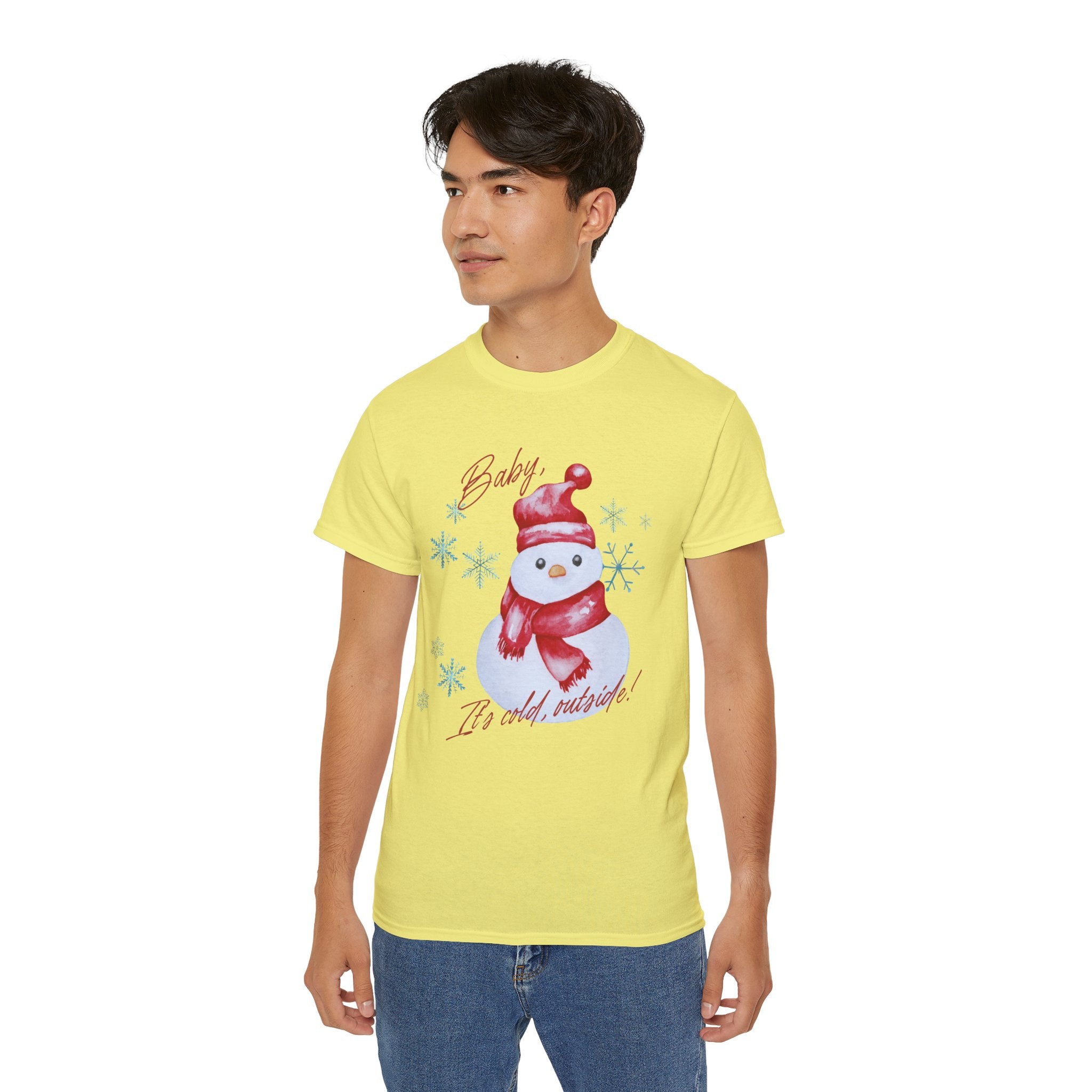 Winter Wonderland Snowman Tee, Unisex Cotton T-Shirt for Holiday Cheer, Christmas Party, Gift, Cozy Winter Apparel