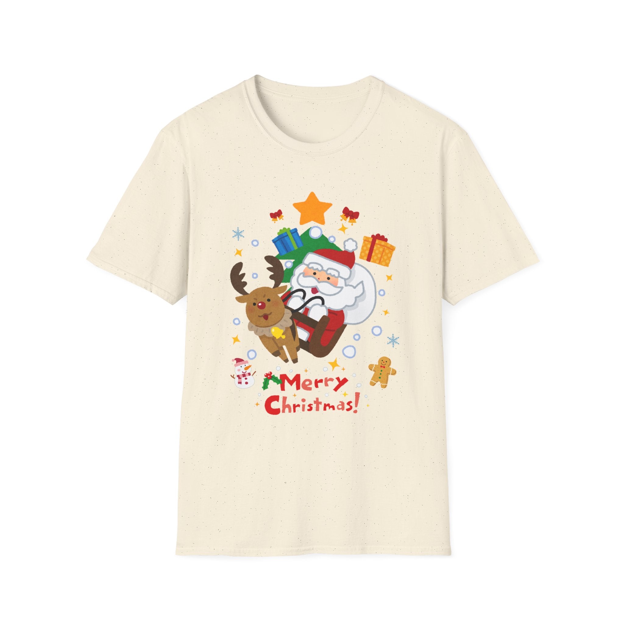 Festive Santa T-Shirt with Merry Christmas Design, Unisex Holiday Tee, Christmas Gift, Family Gathering Apparel, Cozy Winter Wear