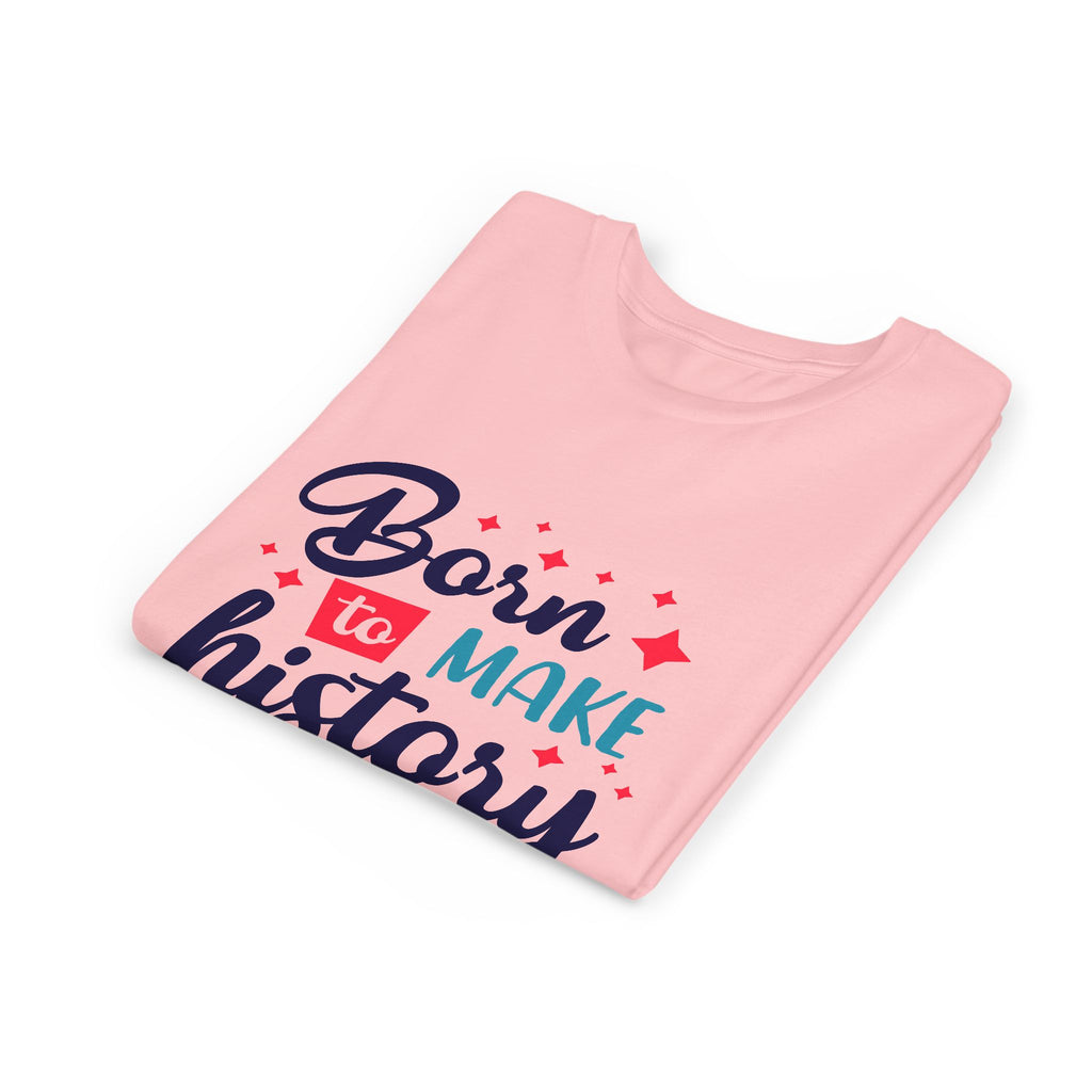 Inspired Youth Short Sleeve Tee: 'Born to Make History' Shirt, Kids Motivational Tee, Birthday Gift, Back to School, Fun Everyday Wear
