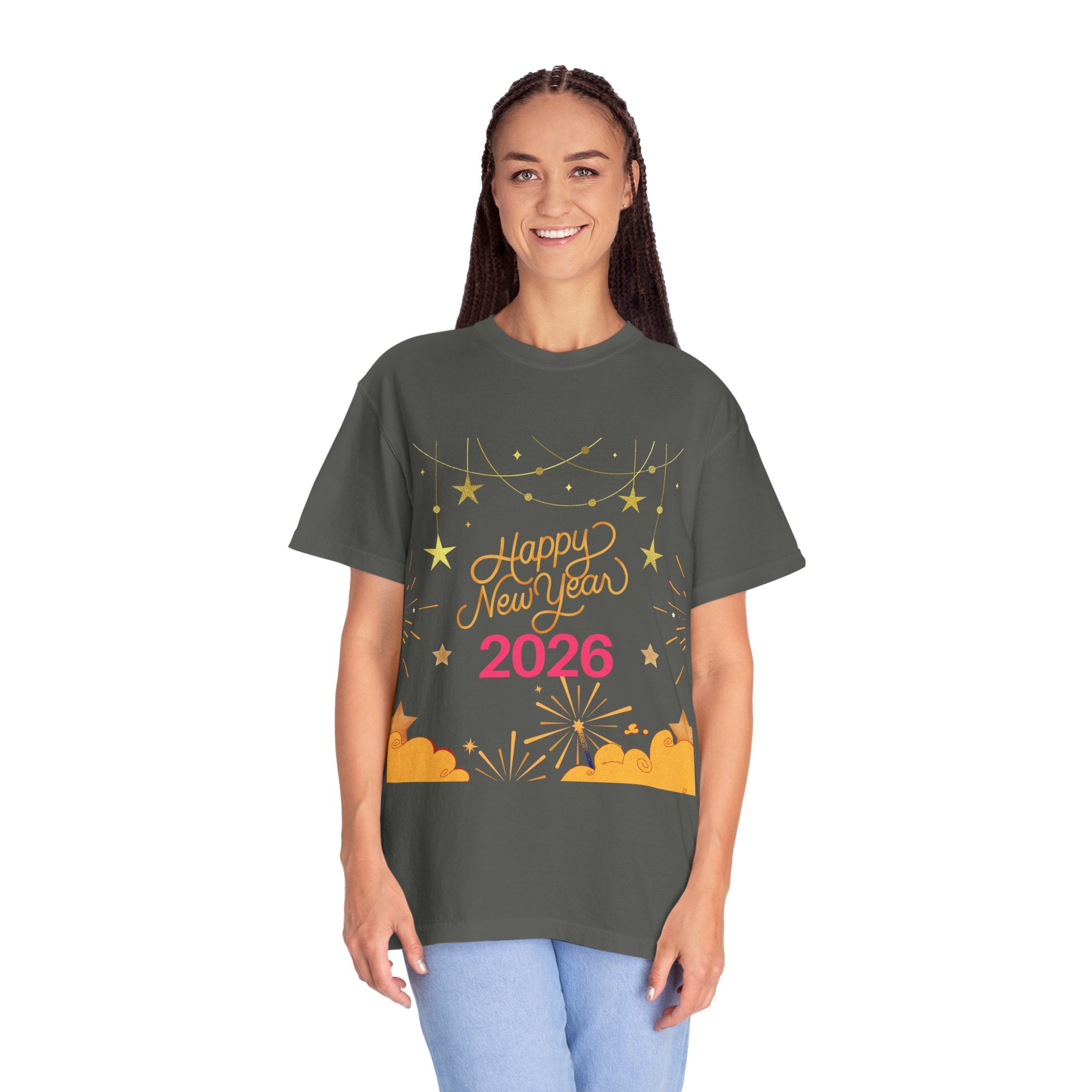 New Year Celebration T-Shirt | Unisex Garment-Dyed Tee with Happy New Year 2026 Design, Festive Apparel, Holiday Gift, Party Wear