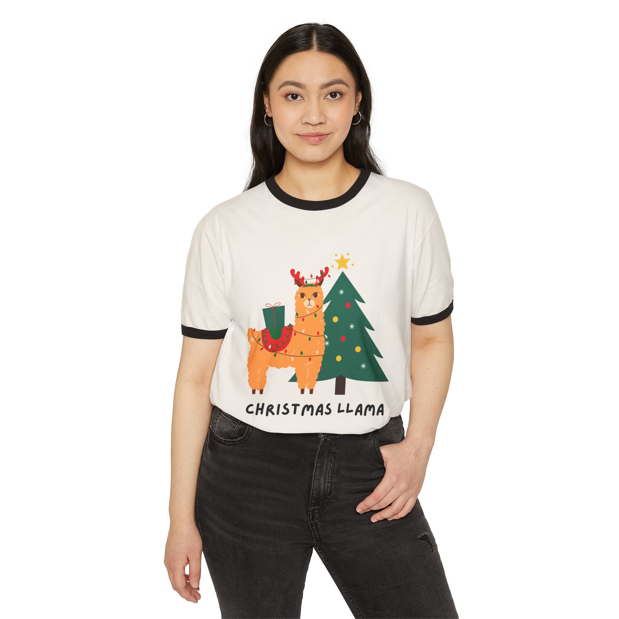Festive Christmas Llama T-Shirt, Fun Holiday Tee, Unisex Gift, Cute Winter Apparel, Cozy Christmas Clothing, Seasonal Statement Shirt