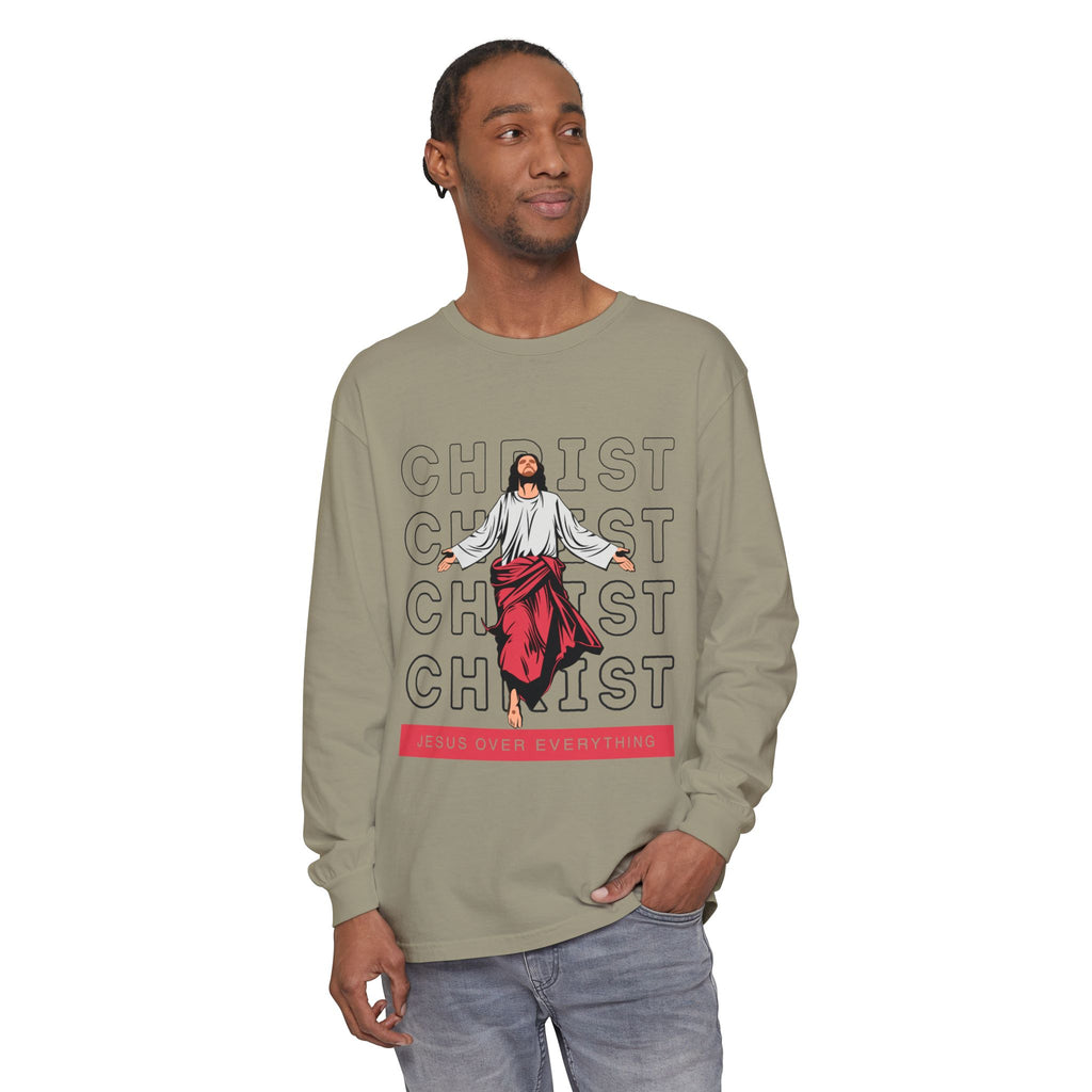 Unisex Long Sleeve T-Shirt - Jesus Over Everything, Christian Apparel, Faith-Based Gift, Spiritual Wear, Gospel Fashion