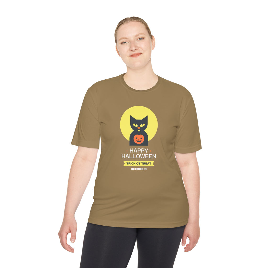 Halloween Cat Unisex Moisture Wicking Tee, Spooky T-Shirt, Trick or Treat Tee, Halloween Costume Shirt, Fall Apparel