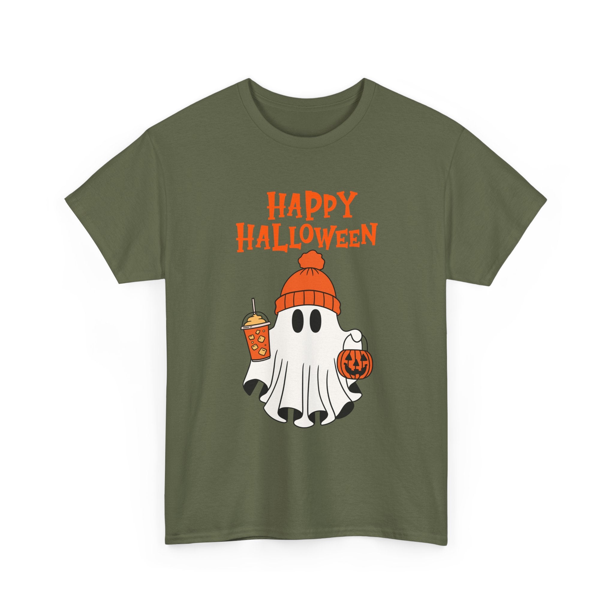 Happy Halloween Ghost Tee, Unisex Cotton T-Shirt, Halloween Apparel, Fall Fashion, Cute Halloween Gift, Ghost Tee