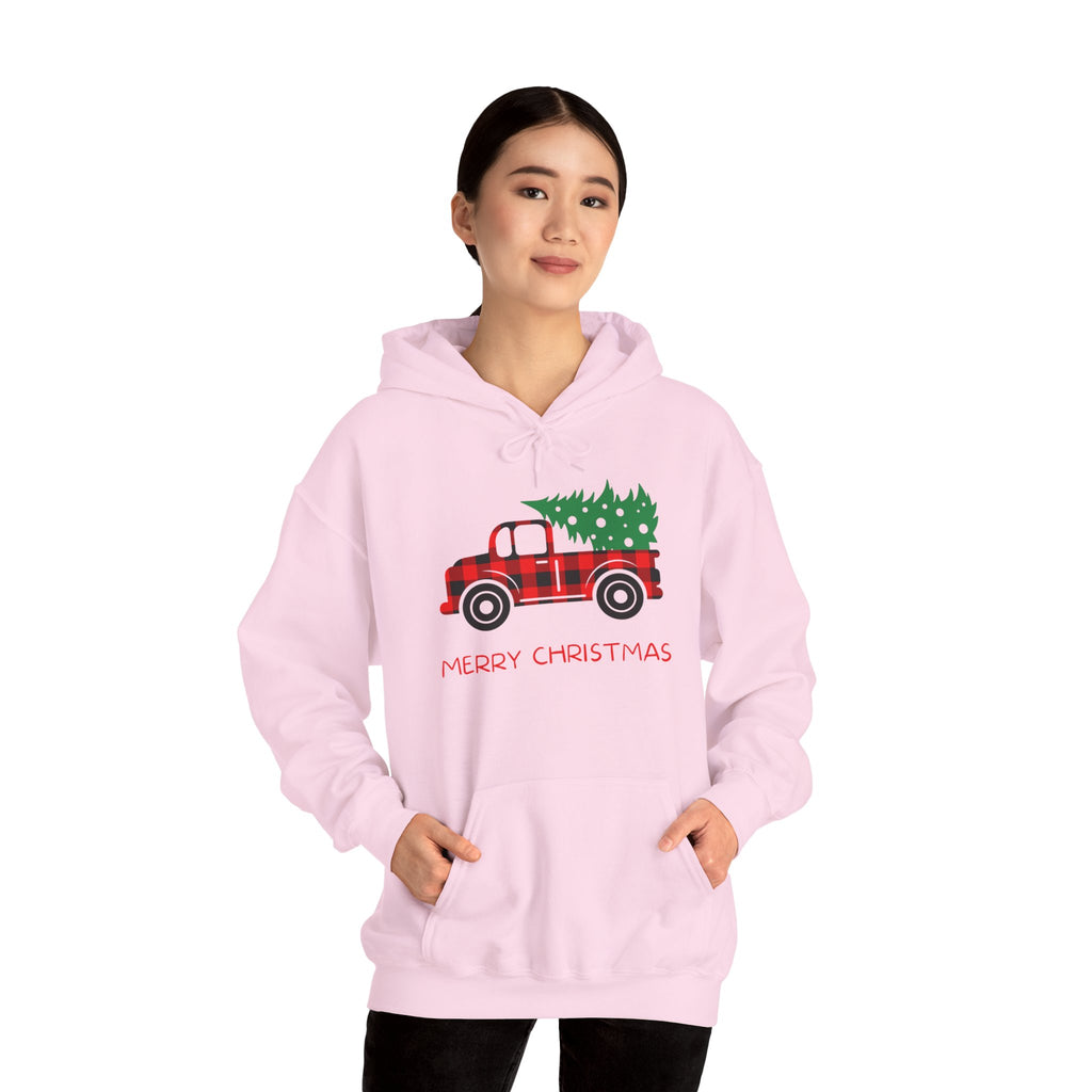 Merry Christmas Truck Hoodie, Festive Sweatshirt, Holiday Gift, Cozy Winter Apparel, Unisex Christmas Wear