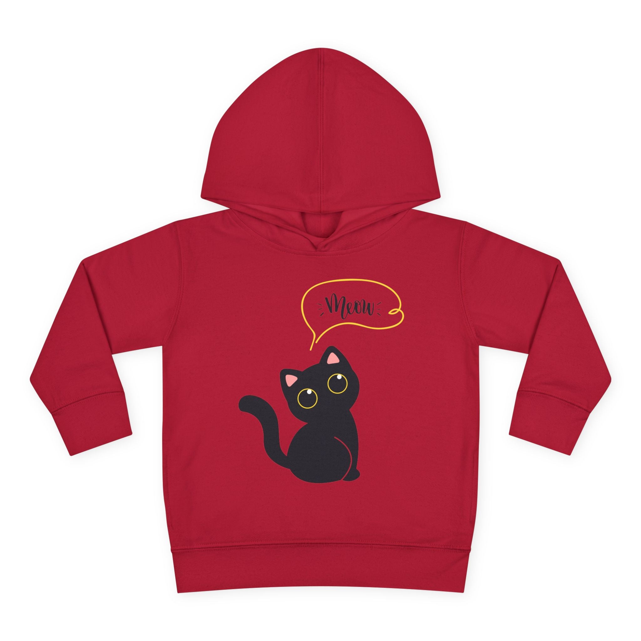 Black Cat Toddler Fleece Hoodie, Cute Kids Pullover, Cat Lover Gift, Birthday Present, Cozy Toddler Clothes