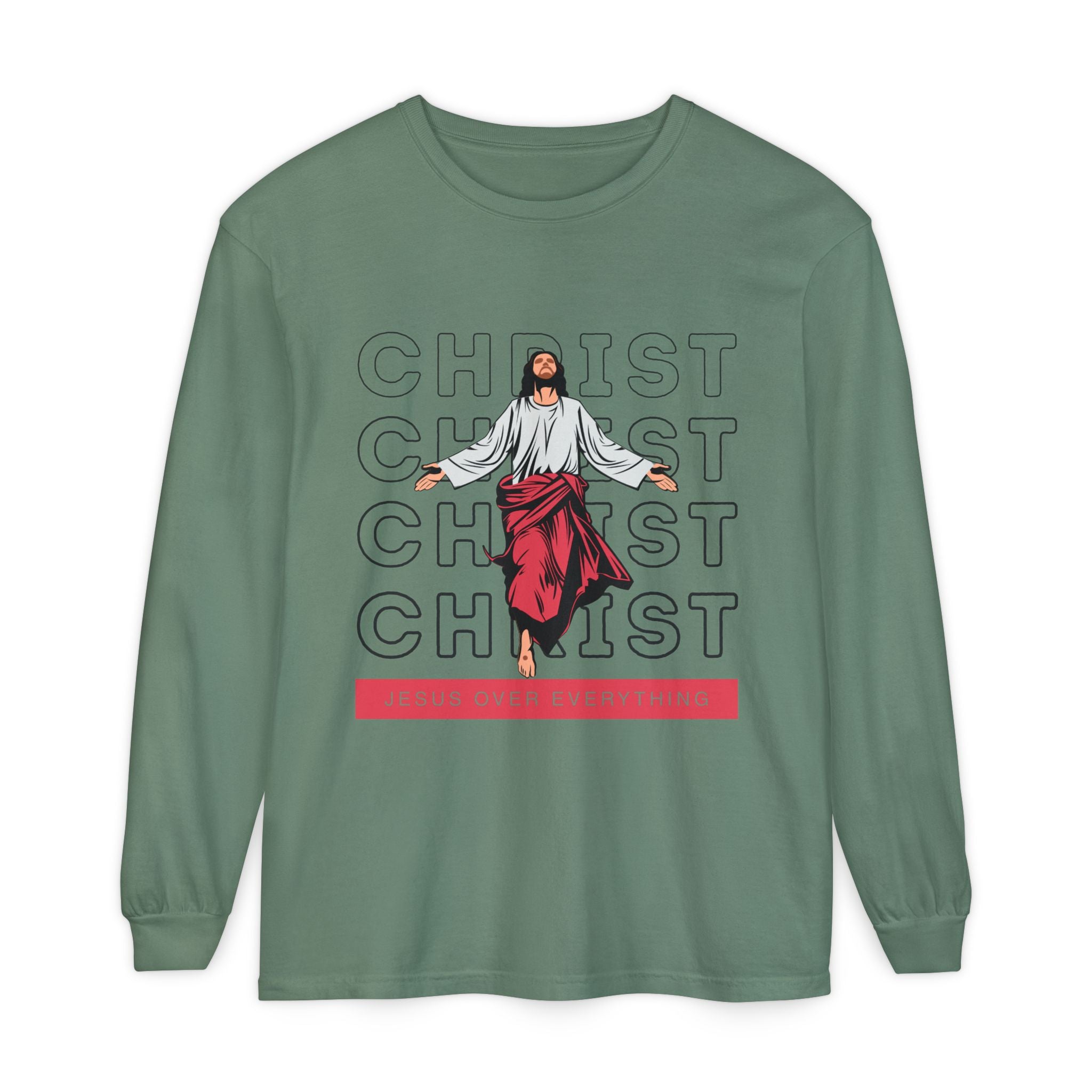 Unisex Long Sleeve T-Shirt - Jesus Over Everything, Christian Apparel, Faith-Based Gift, Spiritual Wear, Gospel Fashion