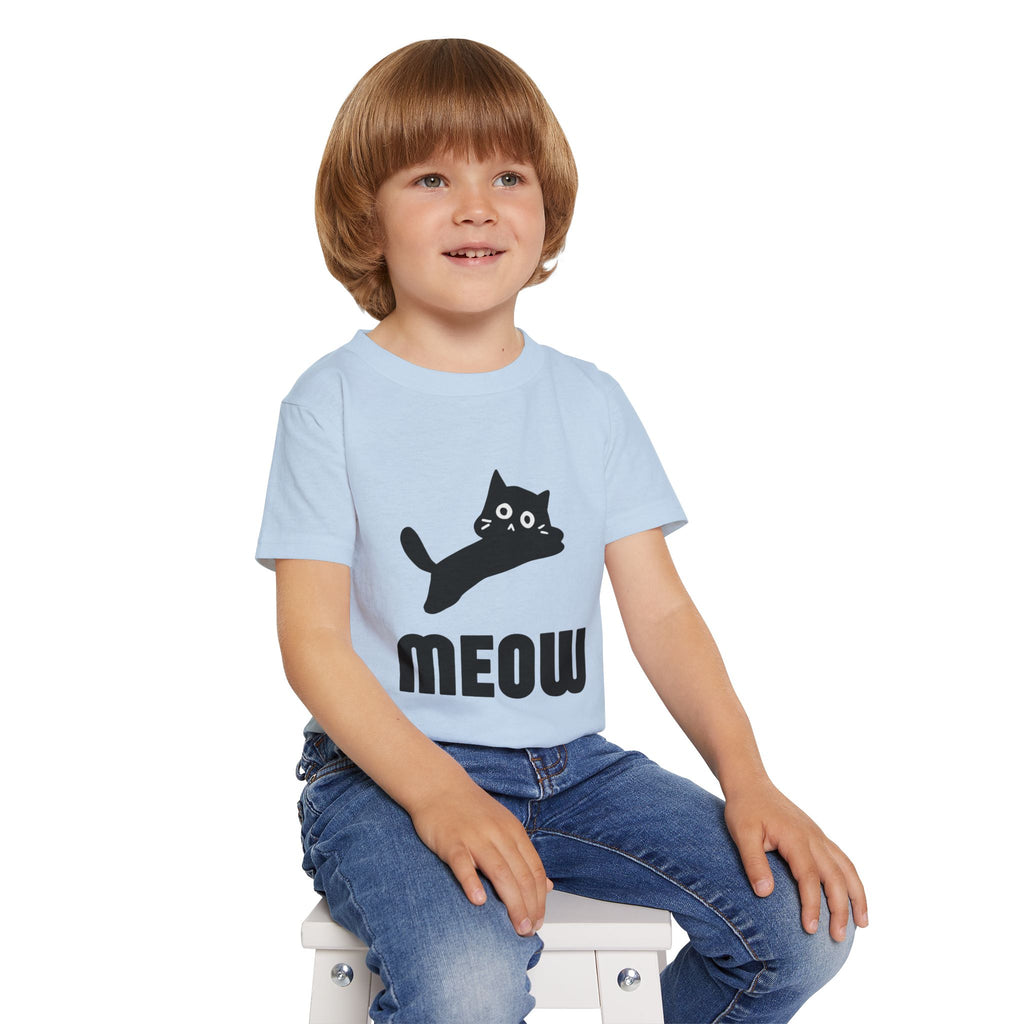 Cute Cat Meow Toddler T-shirt - Fun Kids Tee, Cat Lover Gift, Playful Outfit, Birthday Present, Everyday Wear