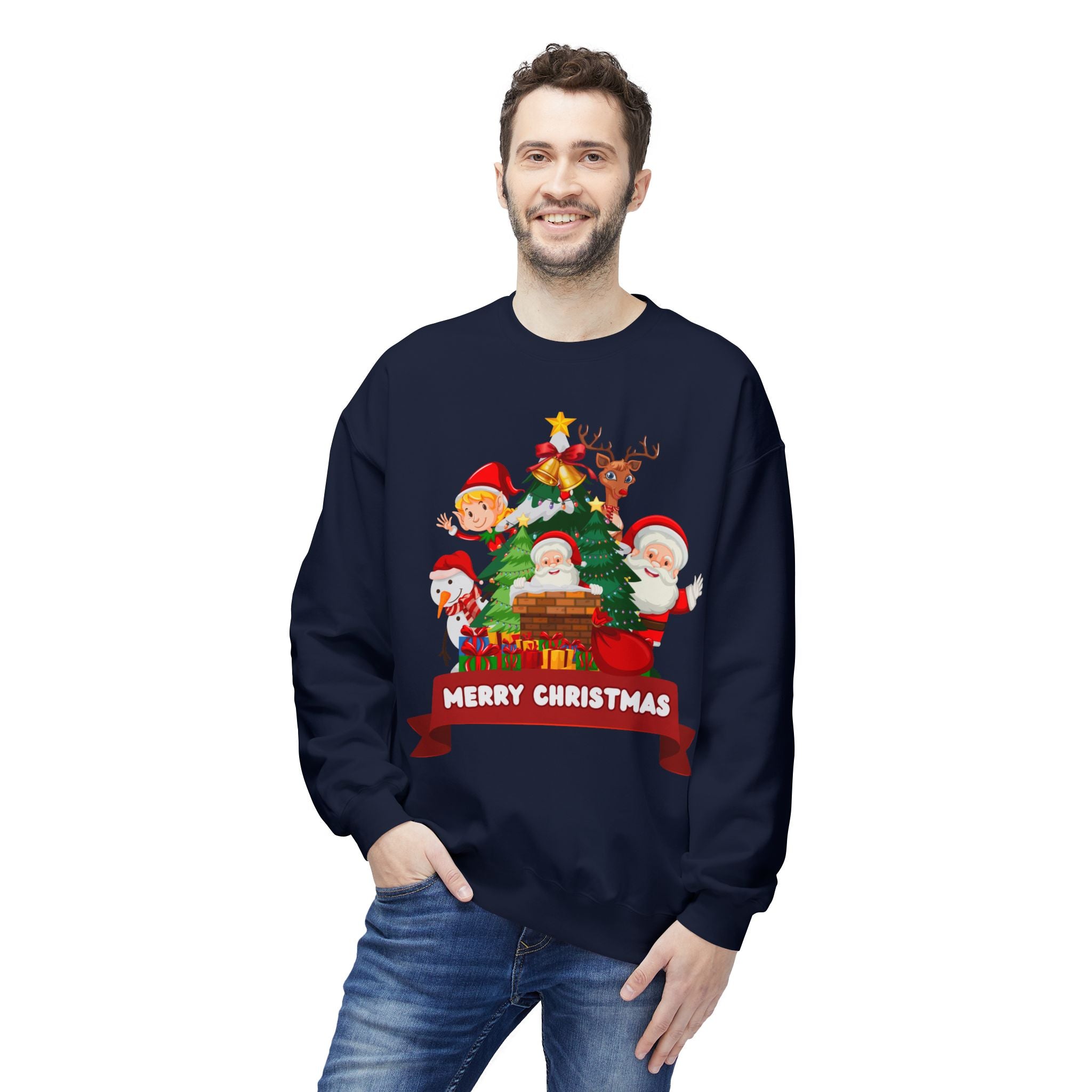 Festive Christmas Sweatshirt, Cozy Holiday Crewneck, Merry Christmas Gift, Family Matching Sweatshirt, Winter Apparel, Santa Design