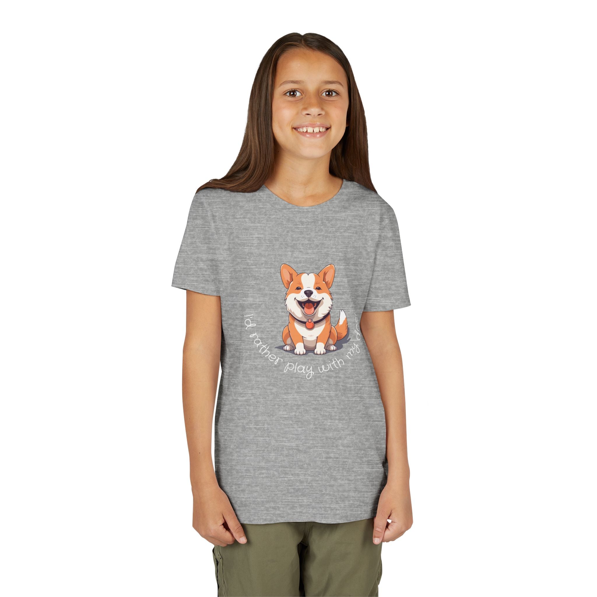 Youth Dog Lover Tee, Kids Corgi Shirt, Playful Dog T-Shirt, Pet Lover Gift, Children's Animal Apparel