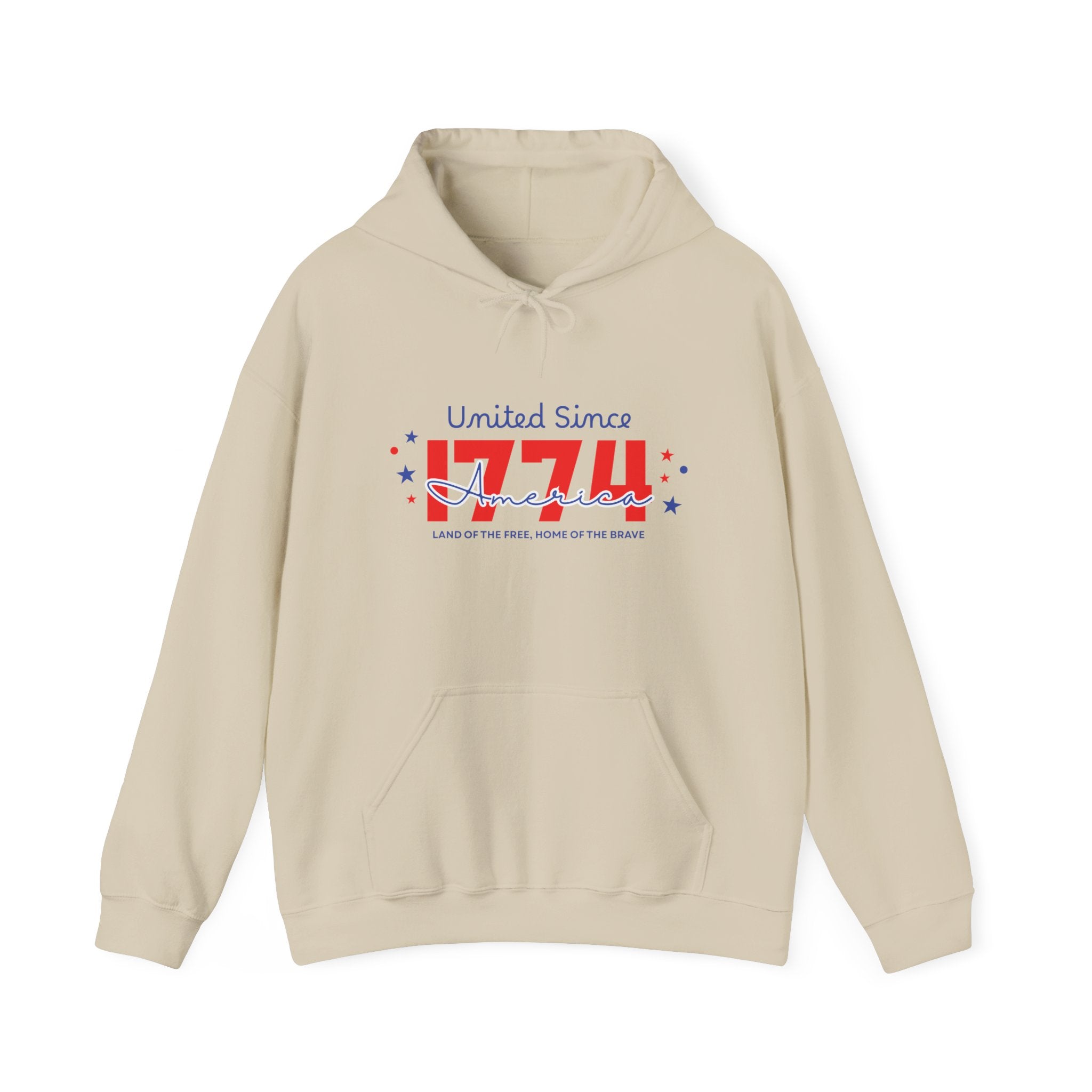 Patriotic Hooded Sweatshirt - United Since 1774, Unisex Pullover, 4th of July Gift, Cozy Fall Apparel, Red White Blue Hoodie